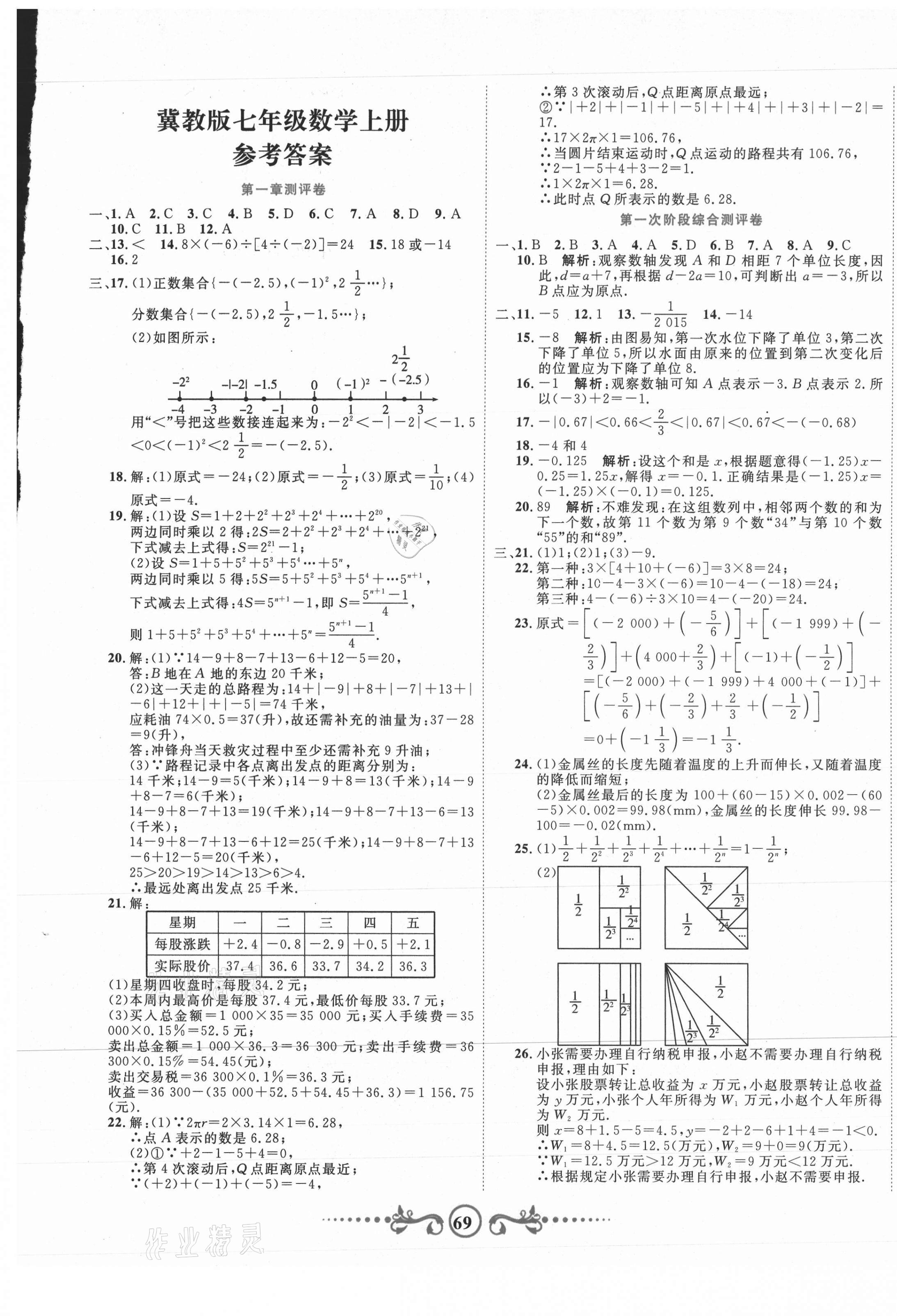 2020年黃岡考王七年級數(shù)學上冊冀教版 第1頁