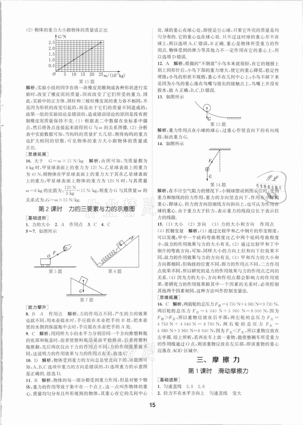 2021年拔尖特训八年级物理下册苏科版 参考答案第15页