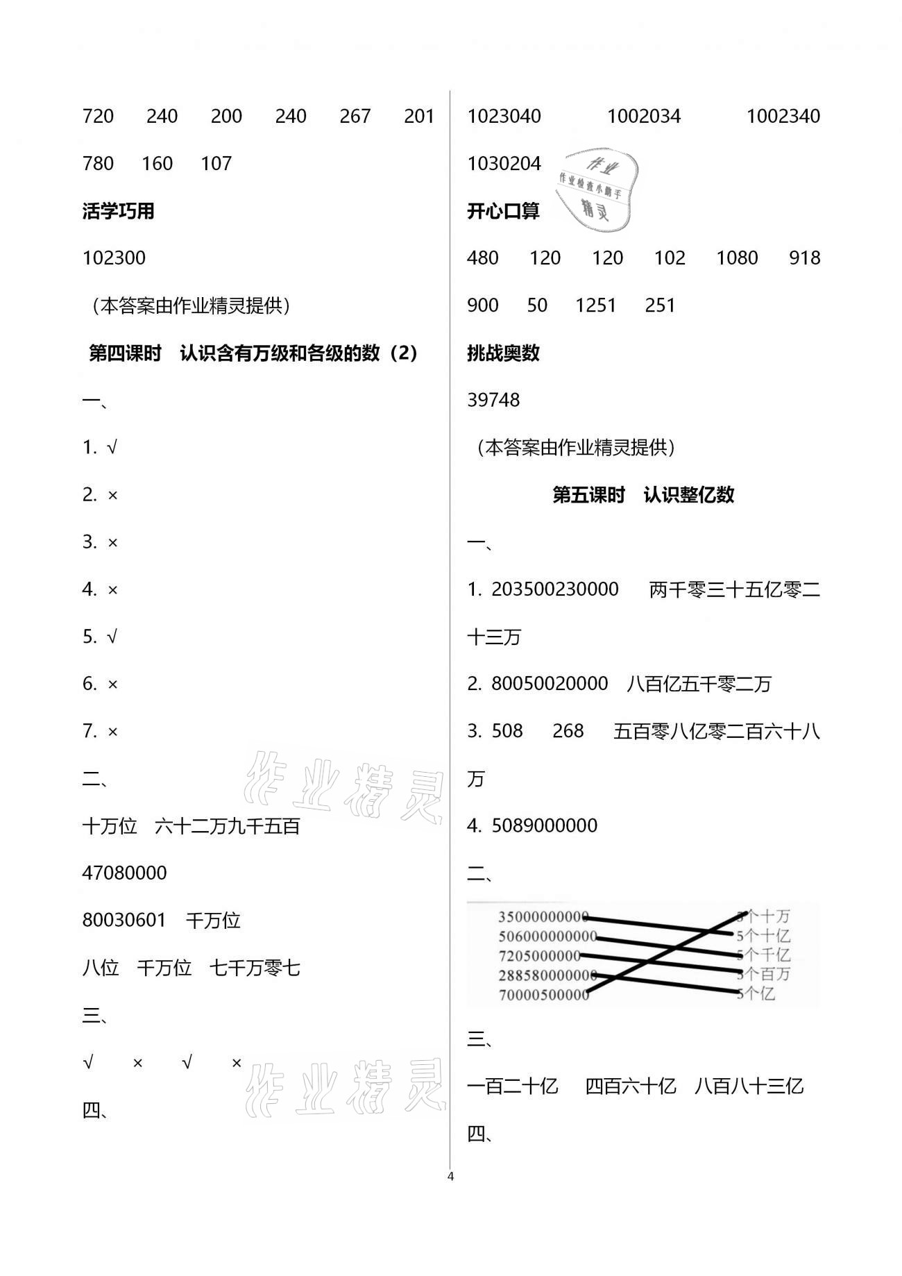 2021年名师测控四年级数学下册苏教版Ⅰ 参考答案第4页