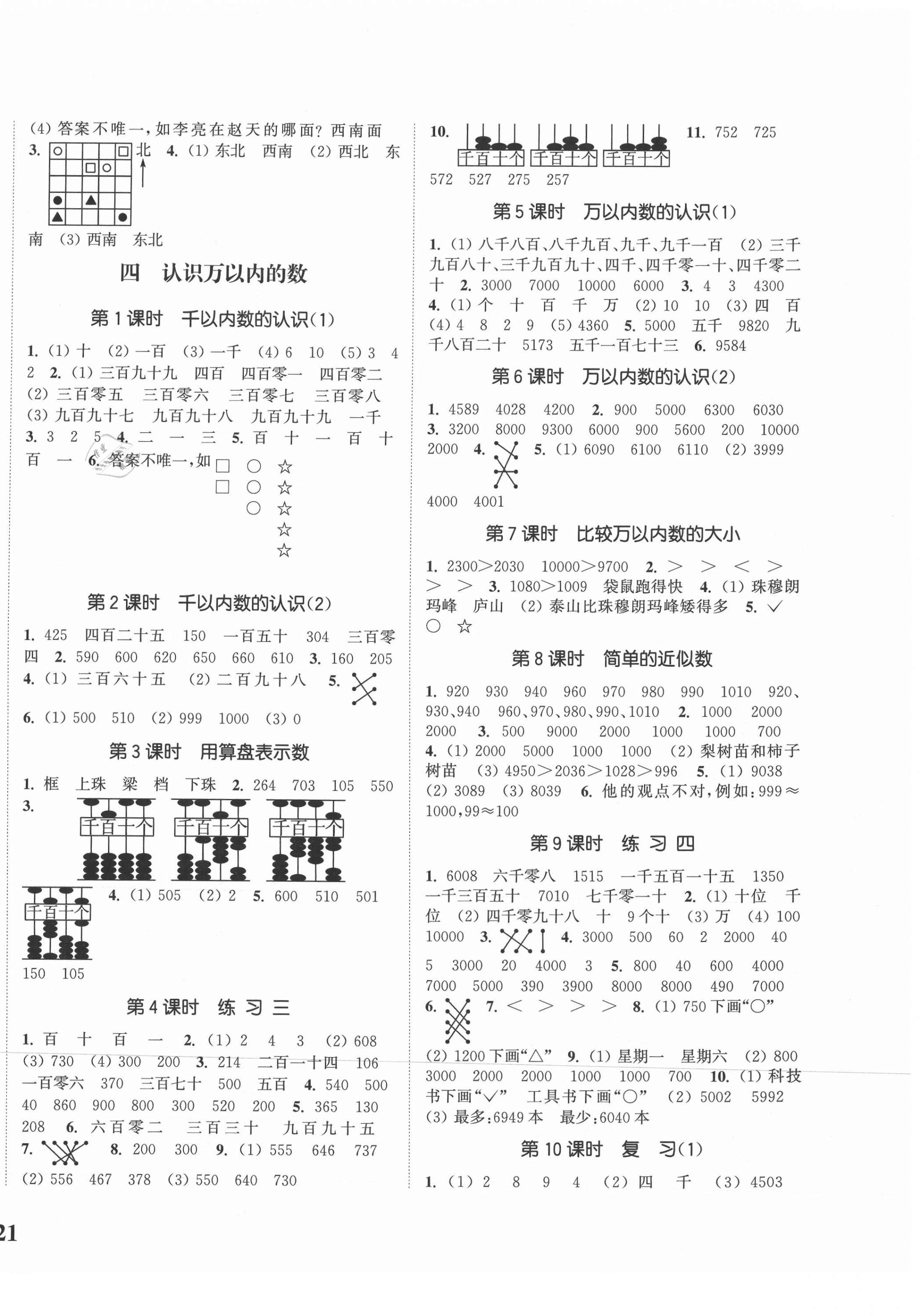 2021年通城學(xué)典課時(shí)新體驗(yàn)二年級(jí)數(shù)學(xué)下冊蘇教版 參考答案第2頁