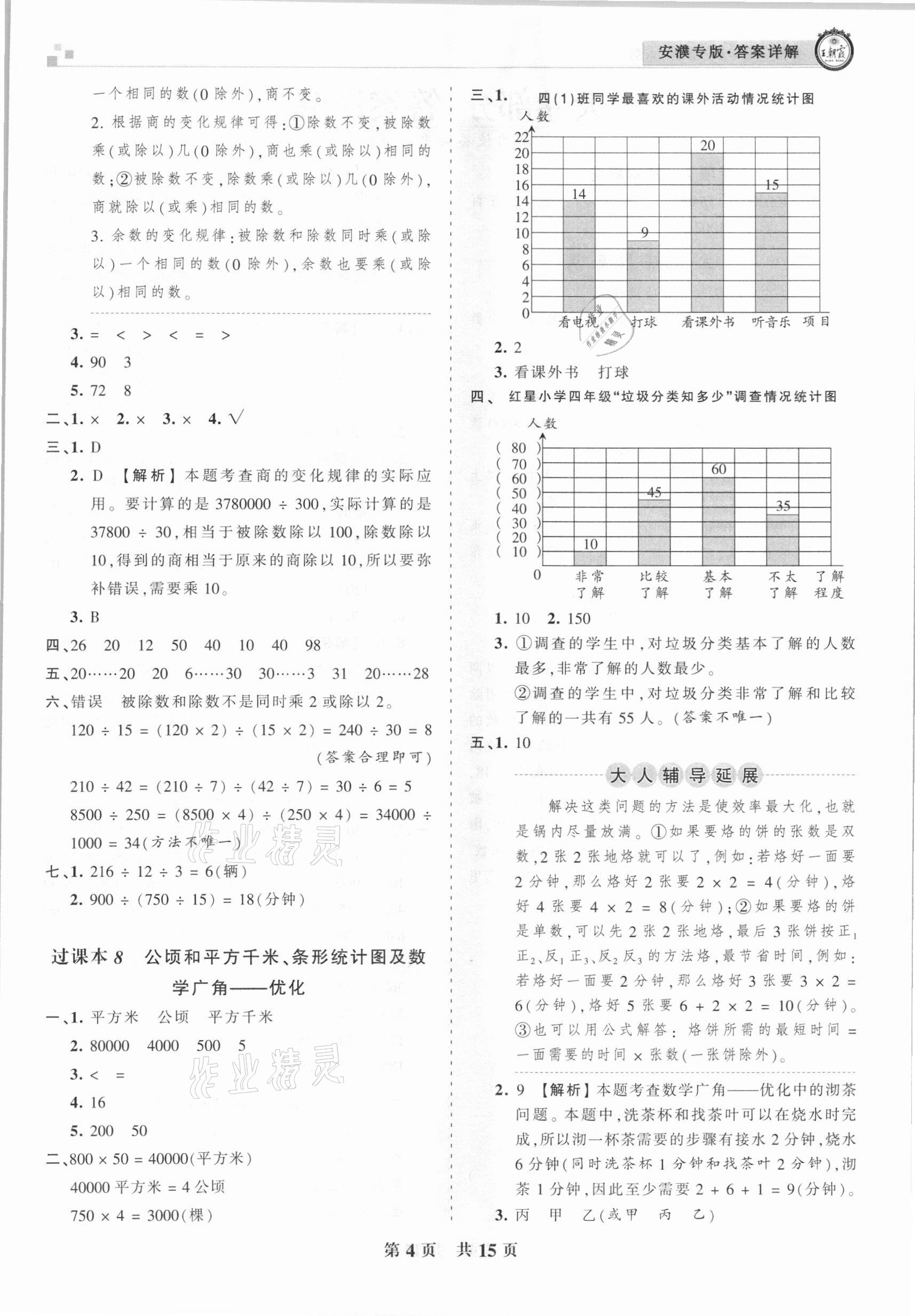 2020年王朝霞期末真題精編四年級數(shù)學(xué)上冊人教版安濮專版 參考答案第4頁