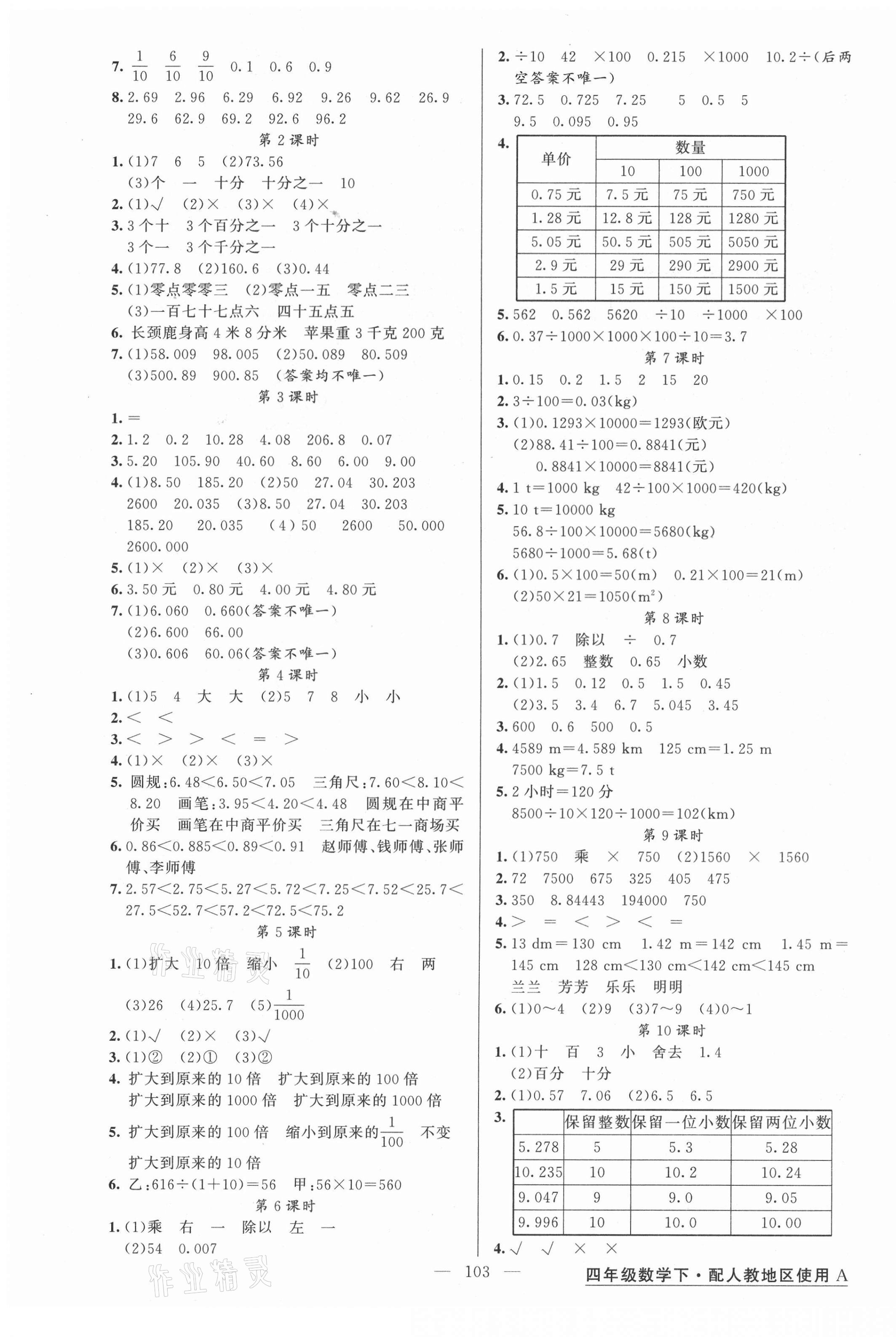 2021年黄冈金牌之路练闯考四年级数学下册人教版 第3页