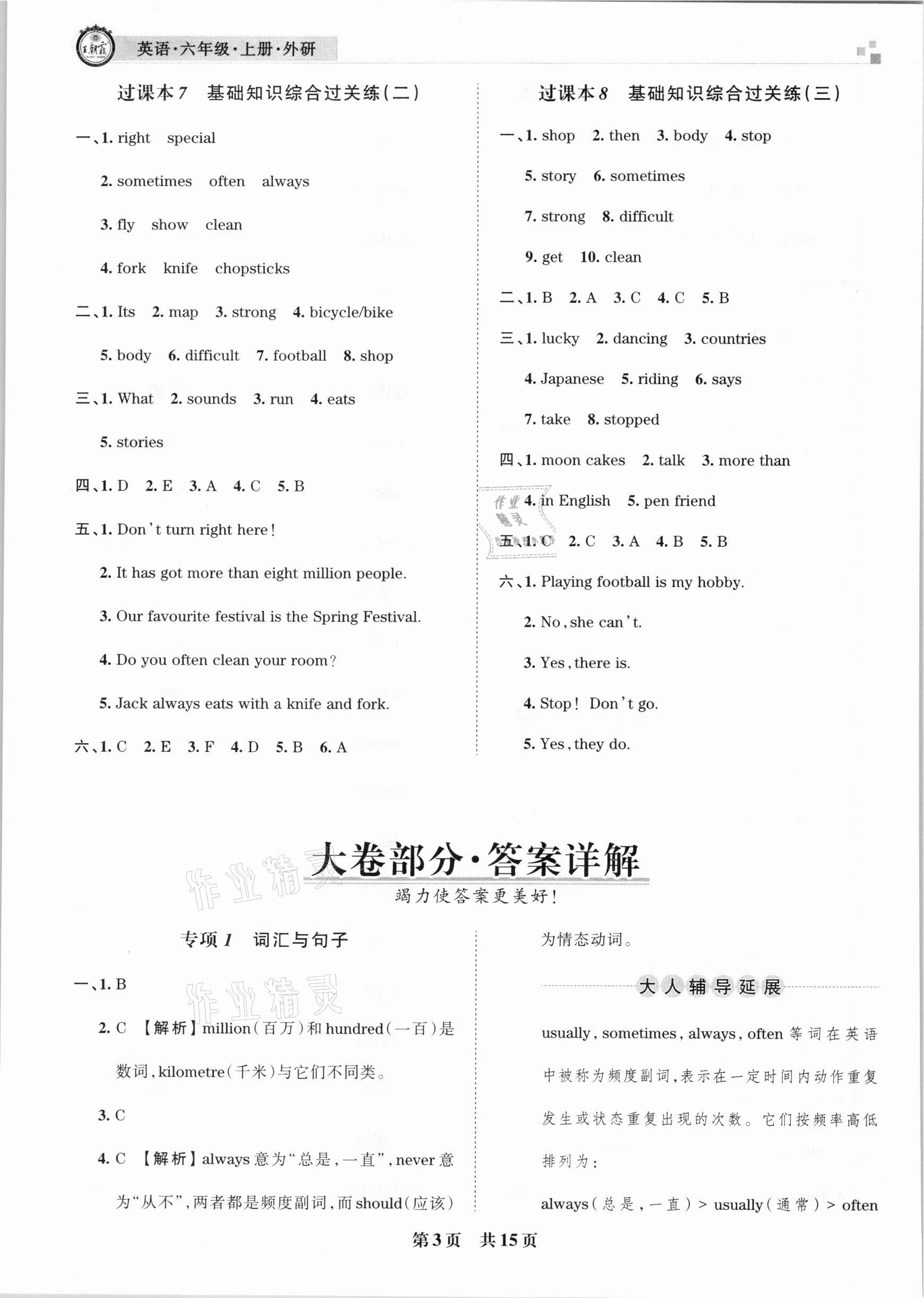 2020年王朝霞各地期末試卷精選六年級(jí)英語(yǔ)上冊(cè)外研版九縣七區(qū)專(zhuān)版 參考答案第3頁(yè)