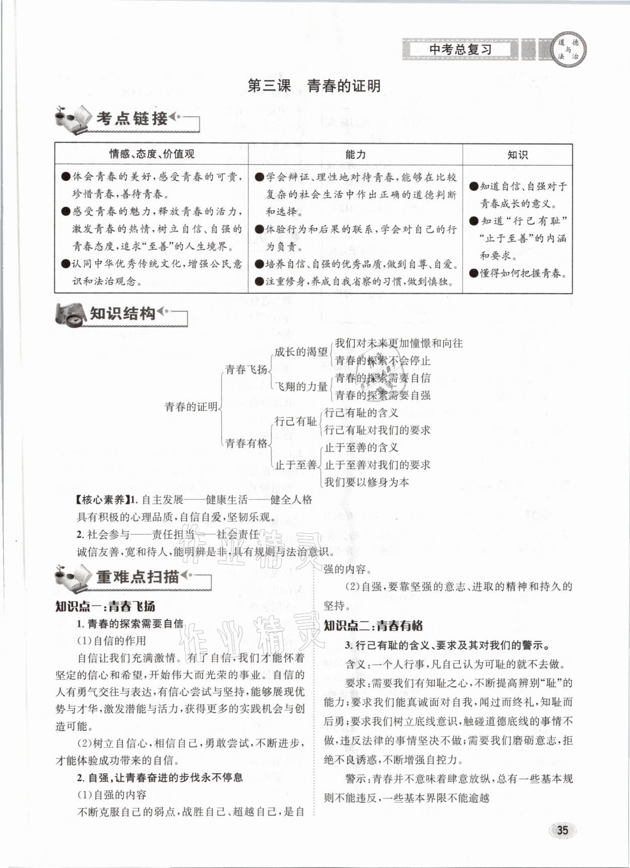 2021年中考總復(fù)習(xí)道德與法治長(zhǎng)江出版社 參考答案第35頁(yè)