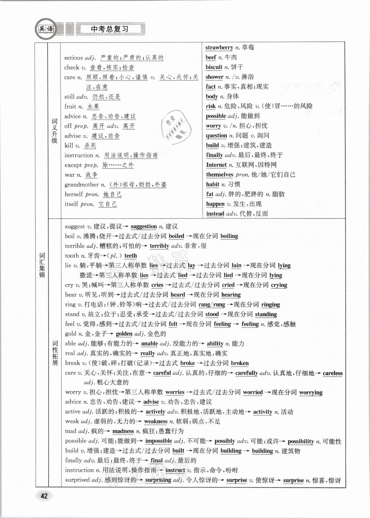 2021年中考總復(fù)習(xí)英語長江出版社 參考答案第42頁