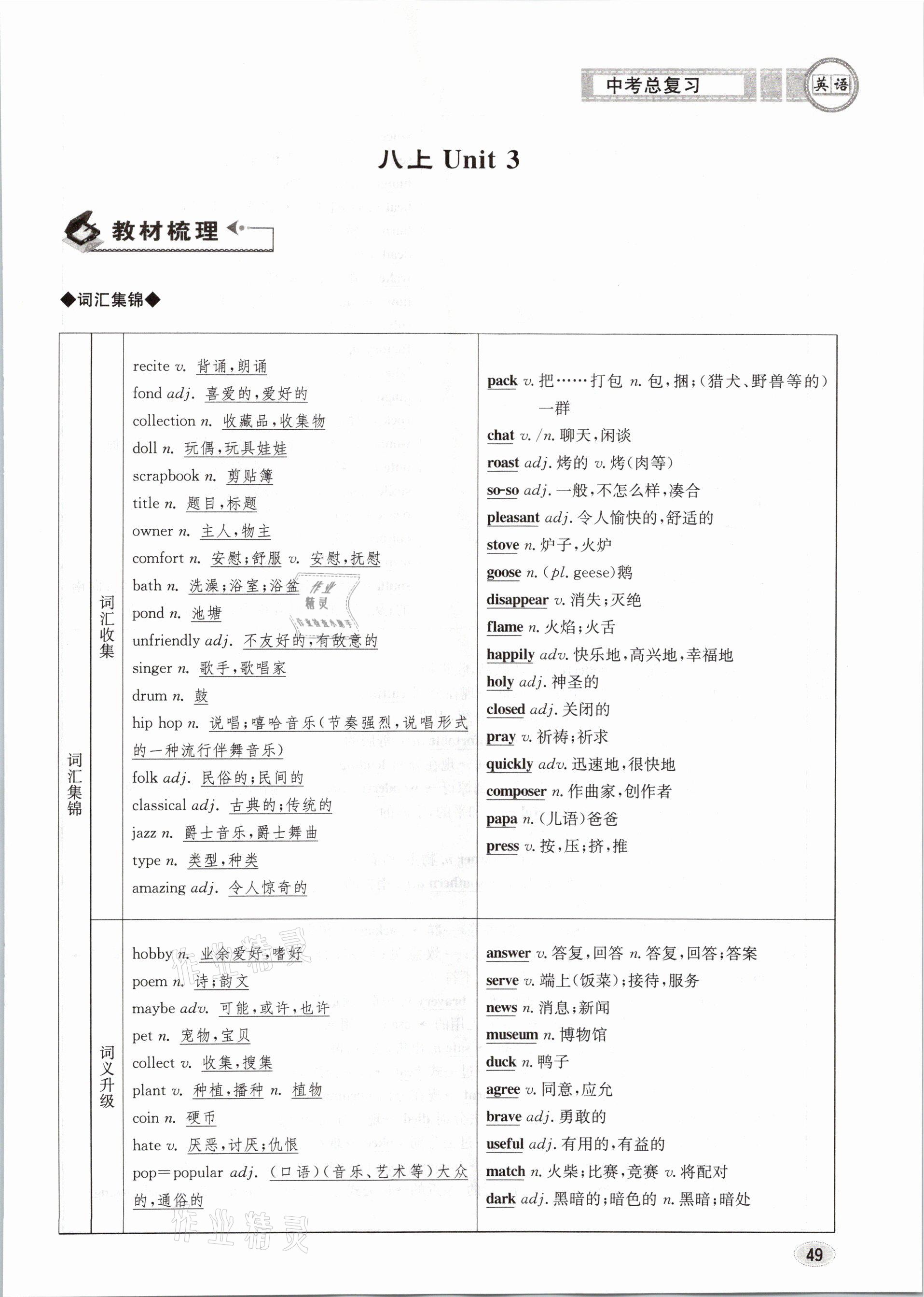 2021年中考總復(fù)習(xí)英語(yǔ)長(zhǎng)江出版社 參考答案第49頁(yè)