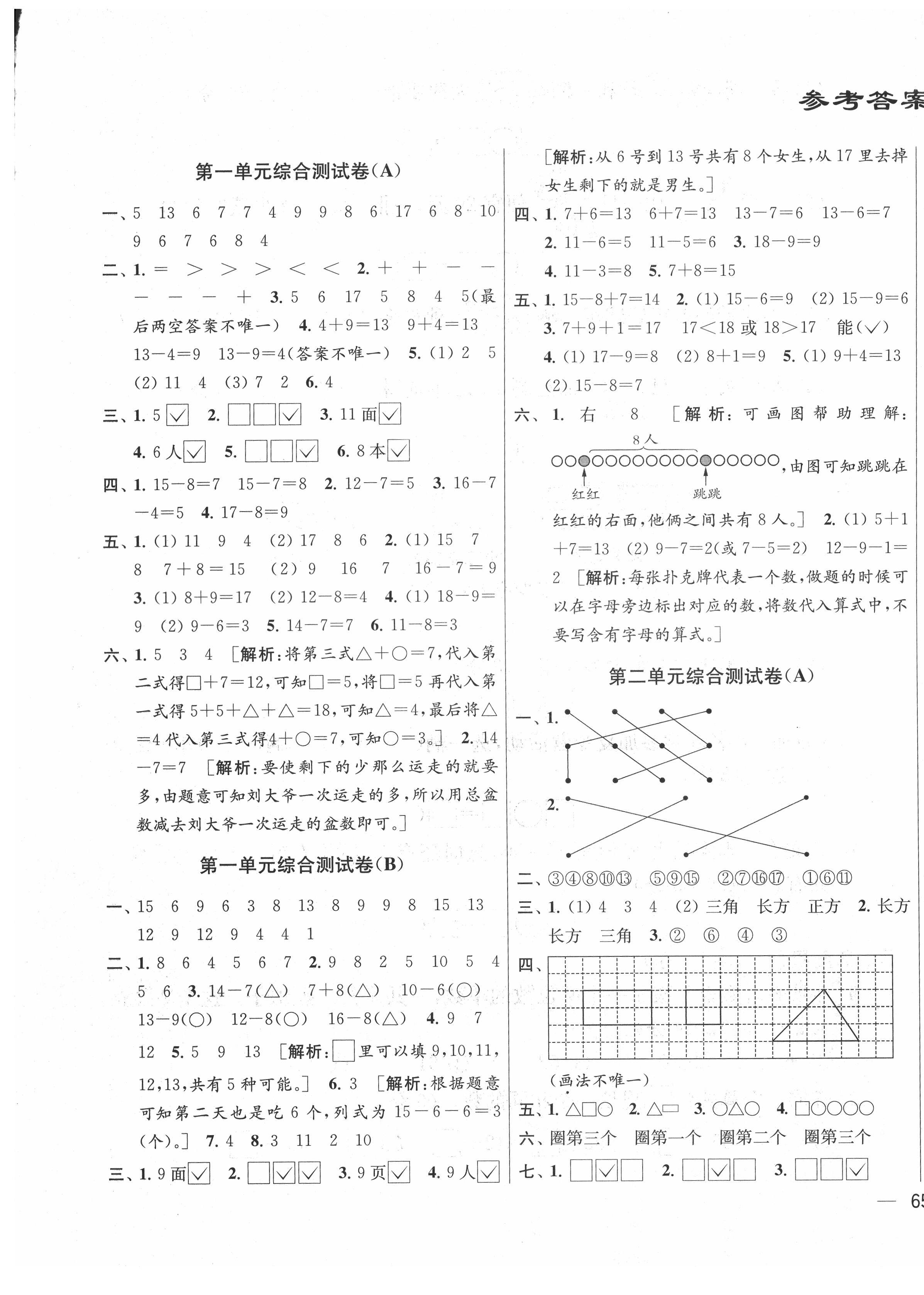 2021年亮點給力大試卷一年級數(shù)學(xué)下冊江蘇版 第1頁