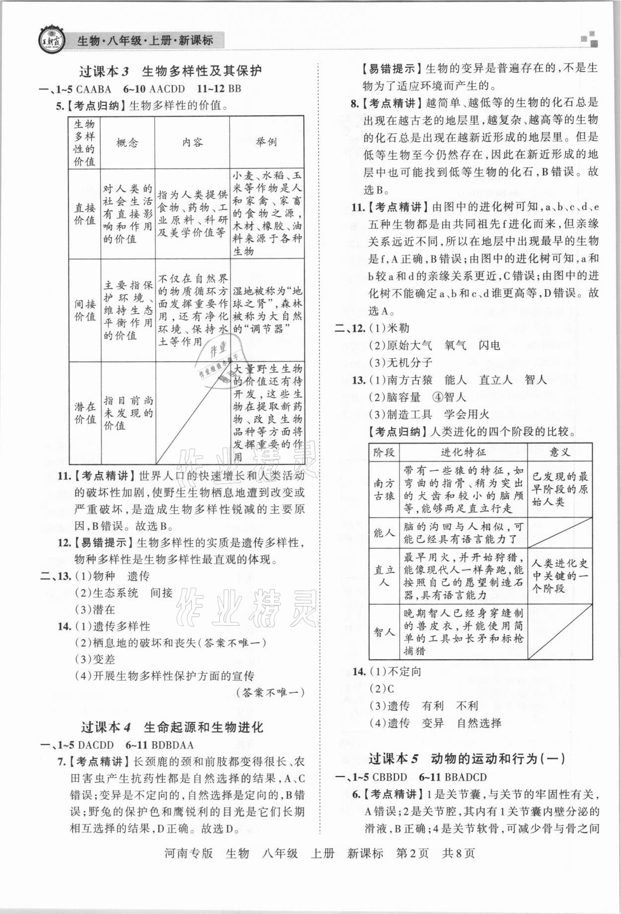 2020年王朝霞各地期末試卷精選八年級生物上冊新課標版河南專版 第2頁