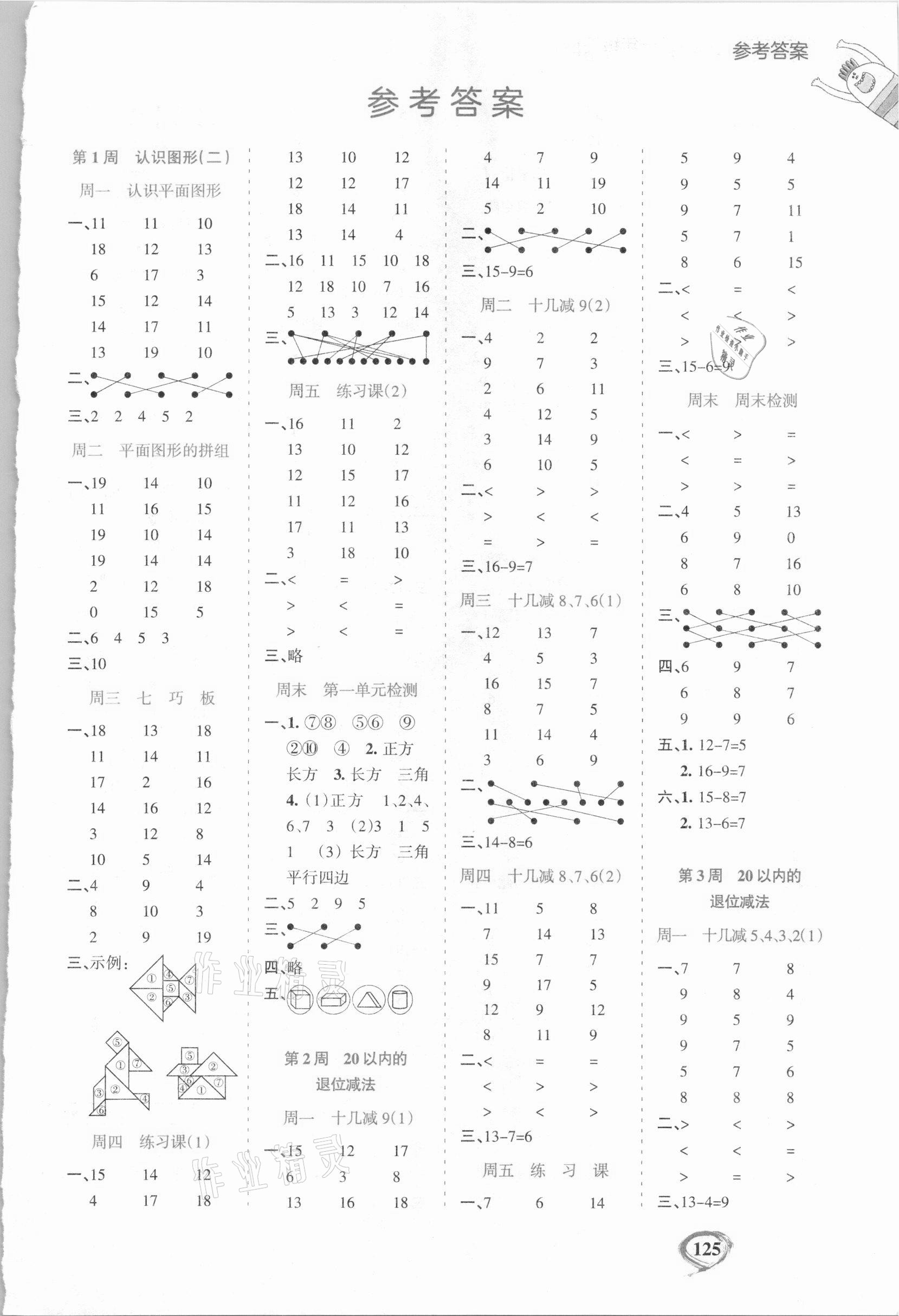 2021年計算全能一年級數學下冊人教版 第1頁