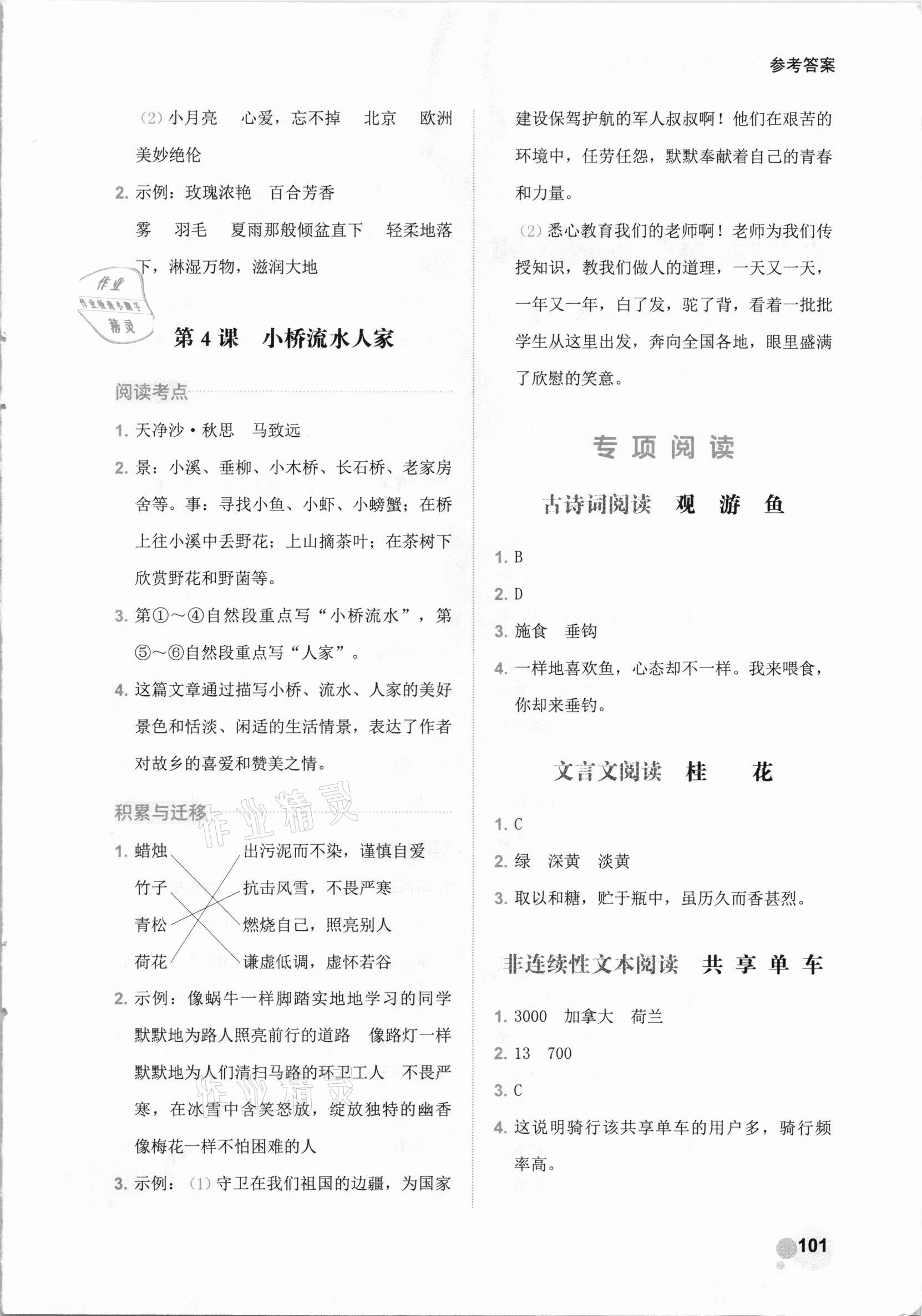 2021年閱讀達人小學語文主題閱讀五年級下冊人教版 參考答案第2頁