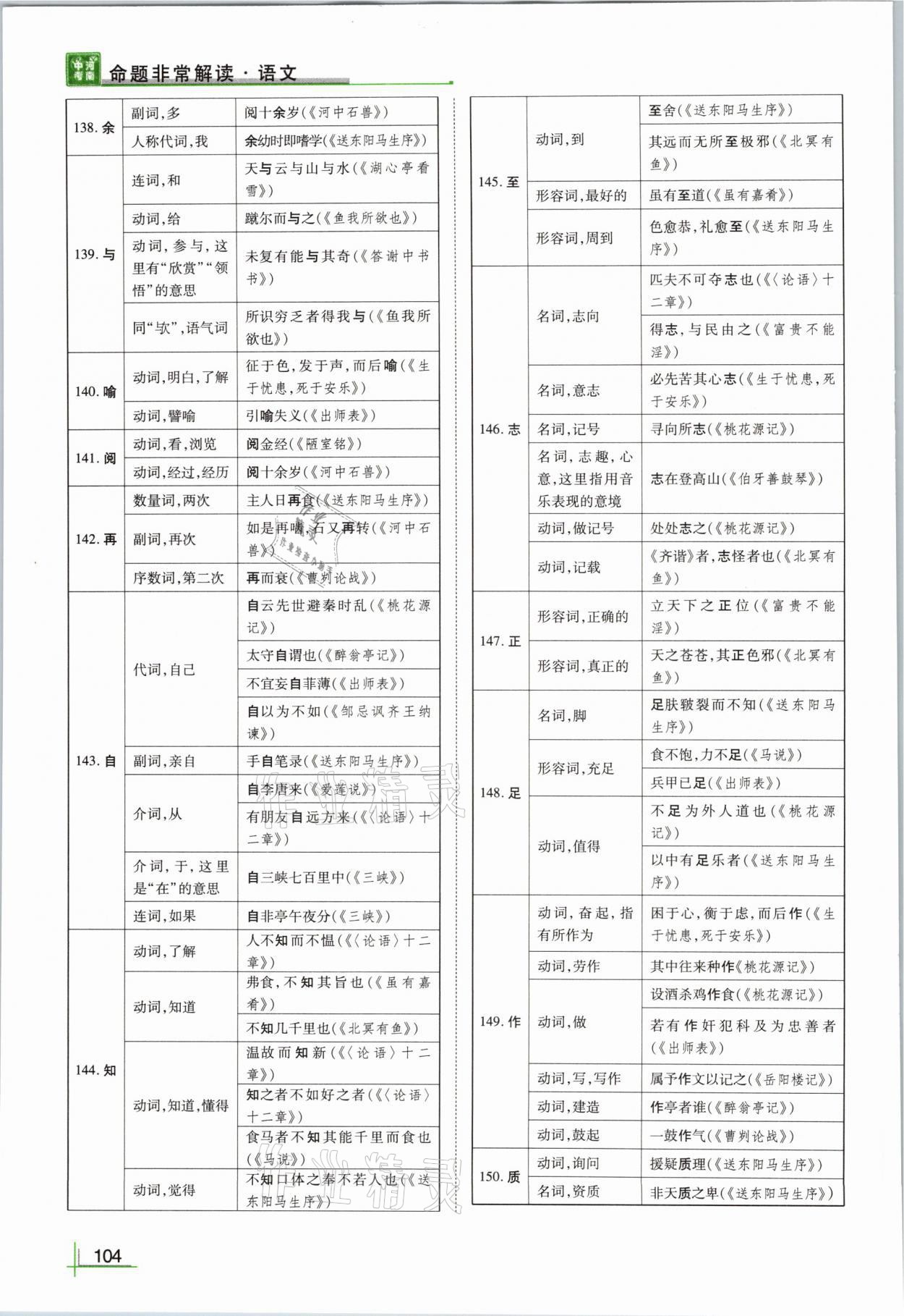 2021年河南中考命題非常解讀語(yǔ)文 參考答案第104頁(yè)