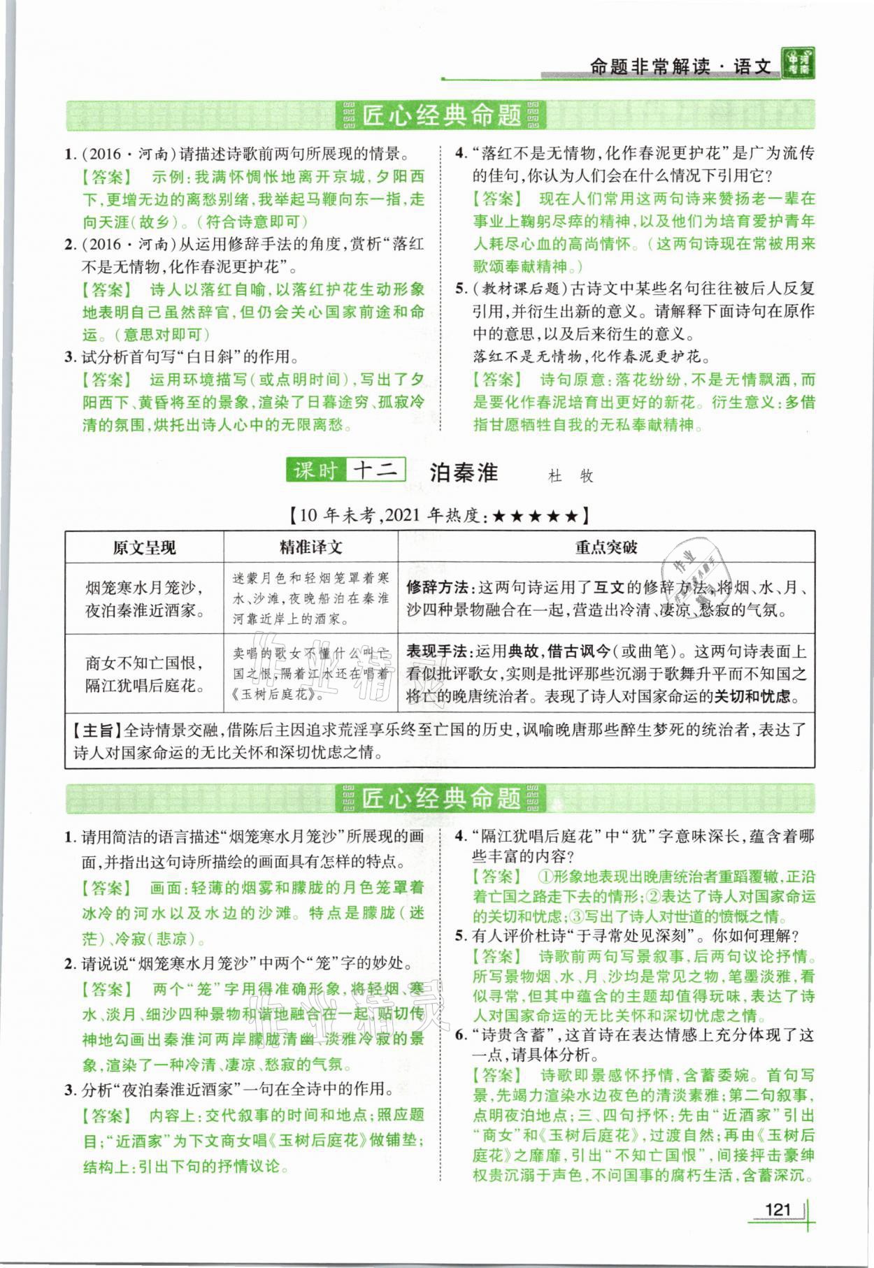 2021年河南中考命題非常解讀語文 參考答案第121頁