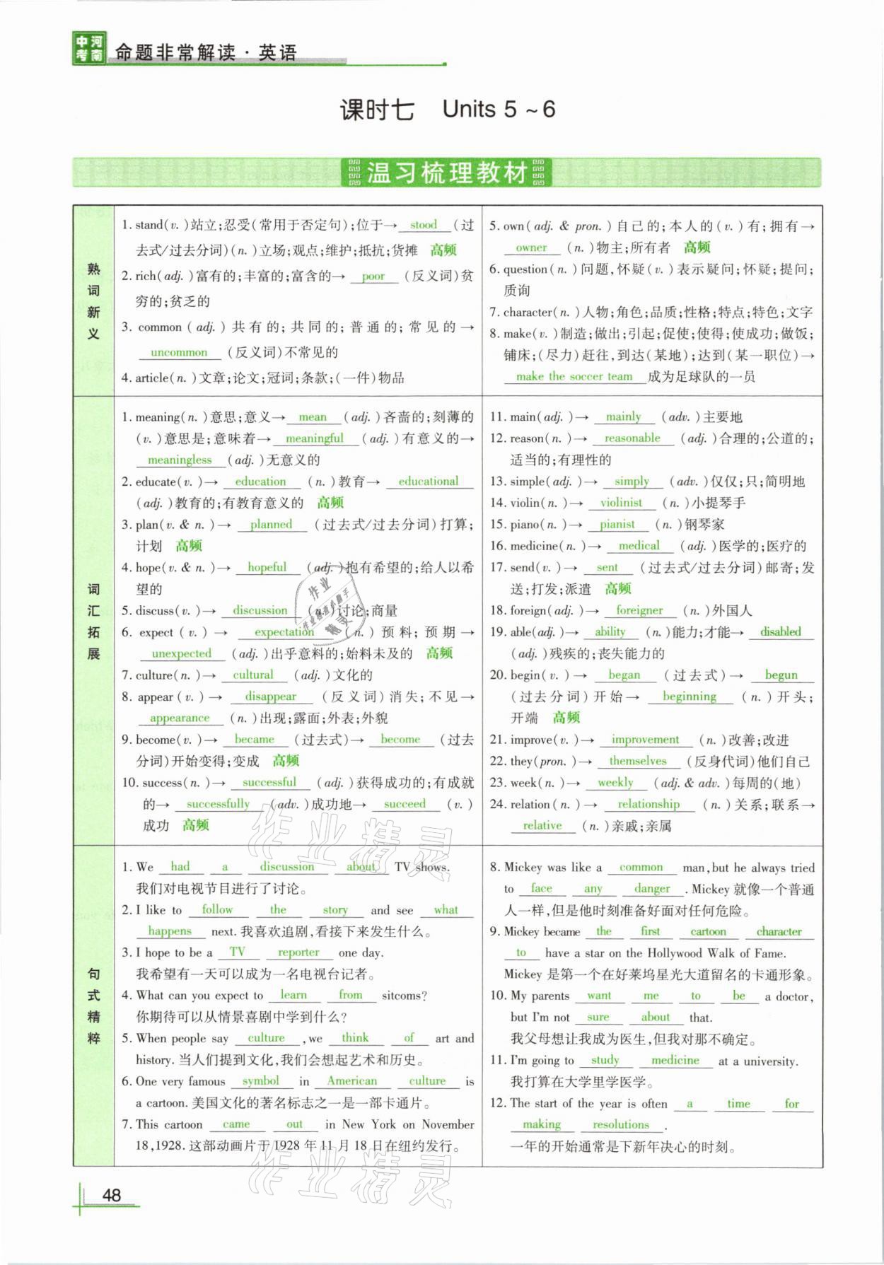 2021年河南中考命題非常解讀英語(yǔ)課標(biāo)版 參考答案第50頁(yè)