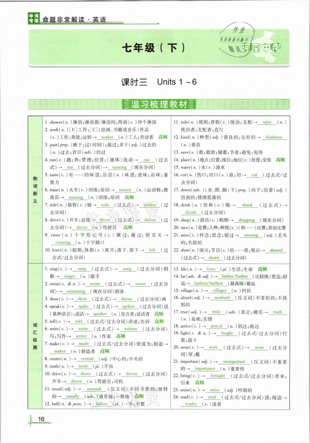 2021年河南中考命題非常解讀英語課標(biāo)版 參考答案第16頁