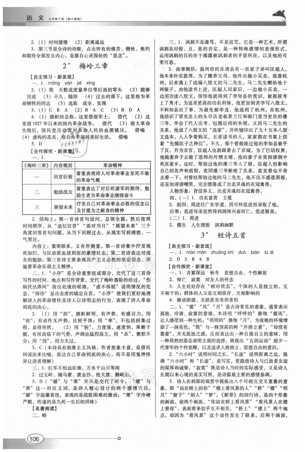 2021年南方新課堂金牌學(xué)案九年級(jí)語(yǔ)文下冊(cè)人教版 第2頁(yè)