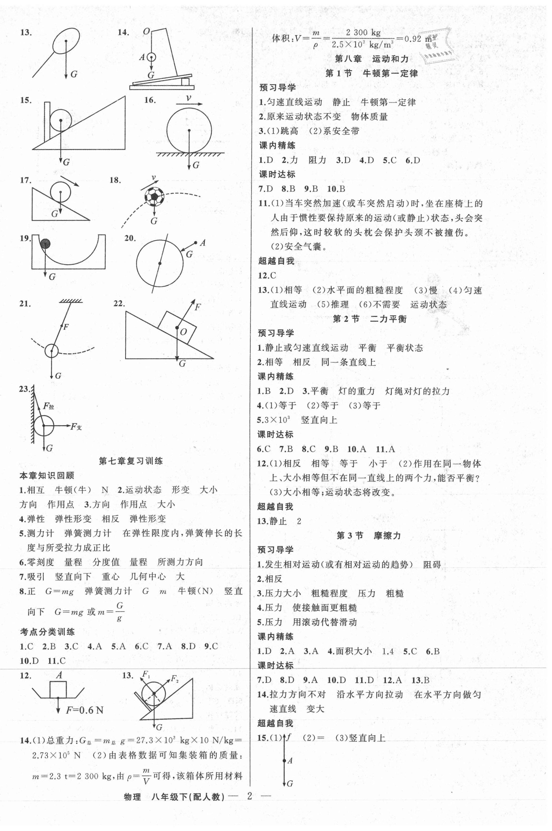 2021年黄冈金牌之路练闯考八年级物理下册人教版 第2页