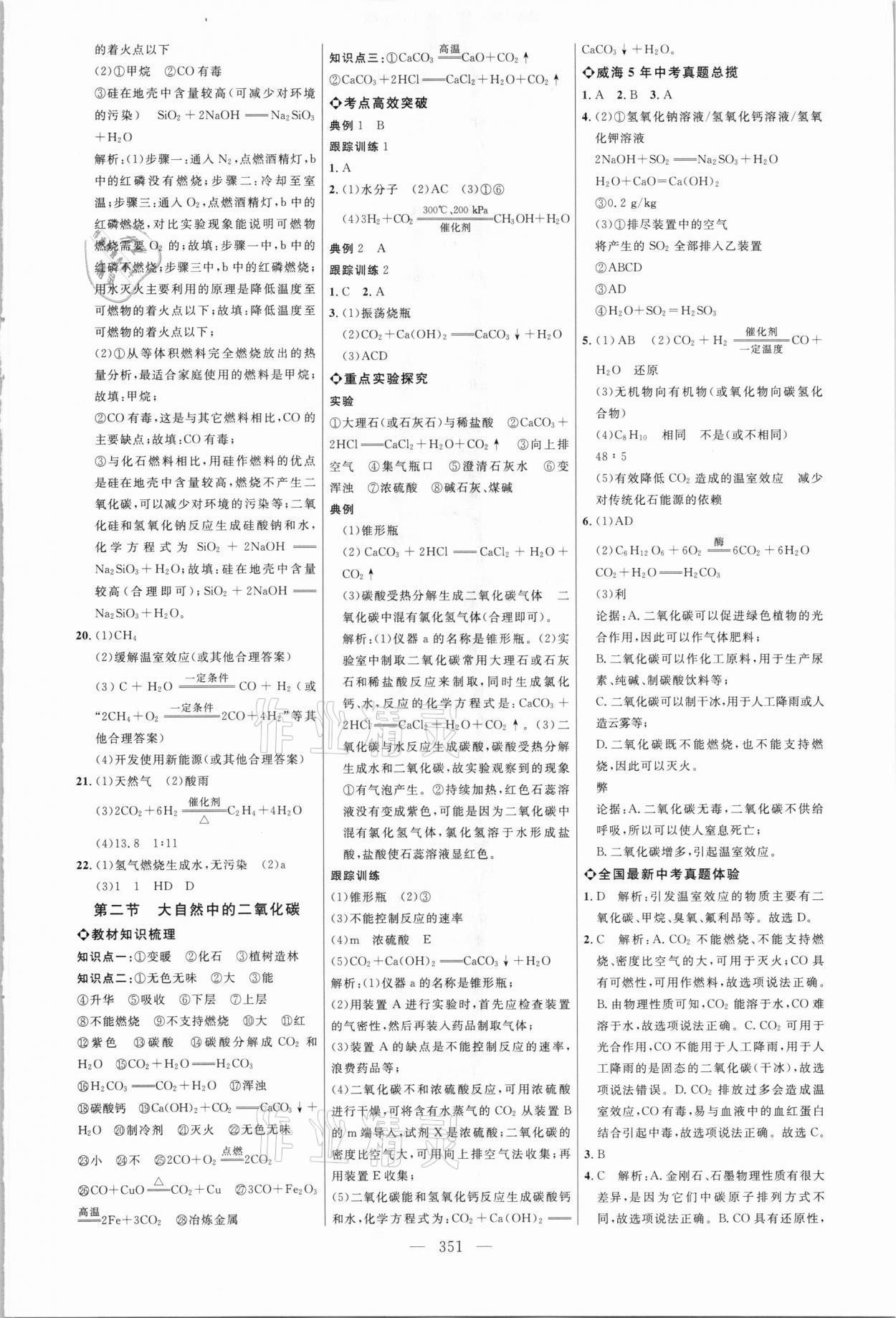 2021年初中總復(fù)習(xí)全程導(dǎo)航化學(xué)威海專版 參考答案第10頁(yè)