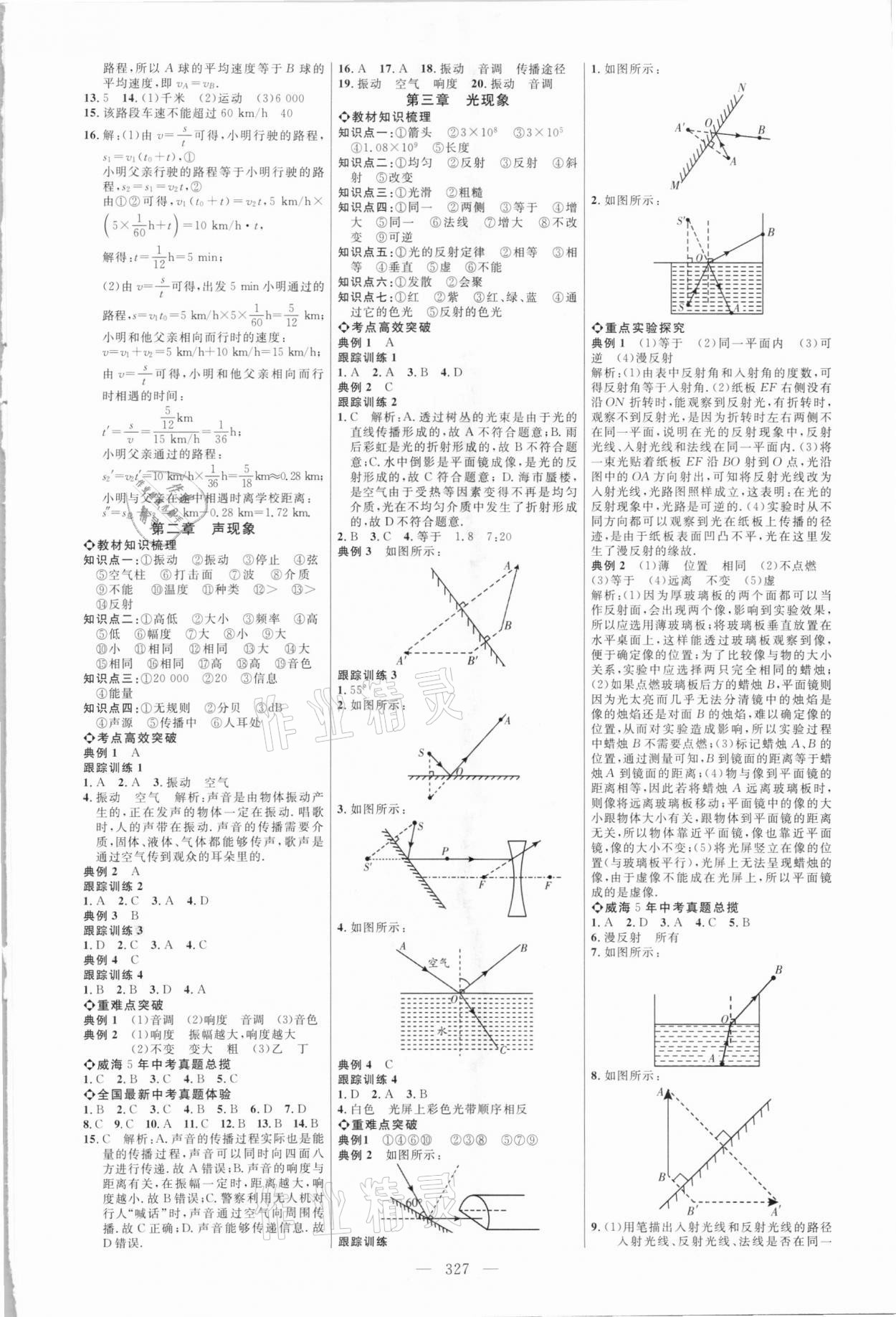 2021年初中總復(fù)習(xí)全程導(dǎo)航物理威海專版 參考答案第2頁