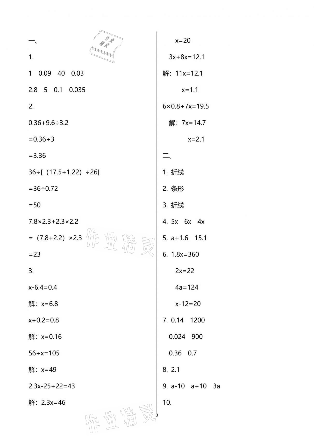 2021年練習(xí)與測試五年級數(shù)學(xué)下冊蘇教版 參考答案第3頁