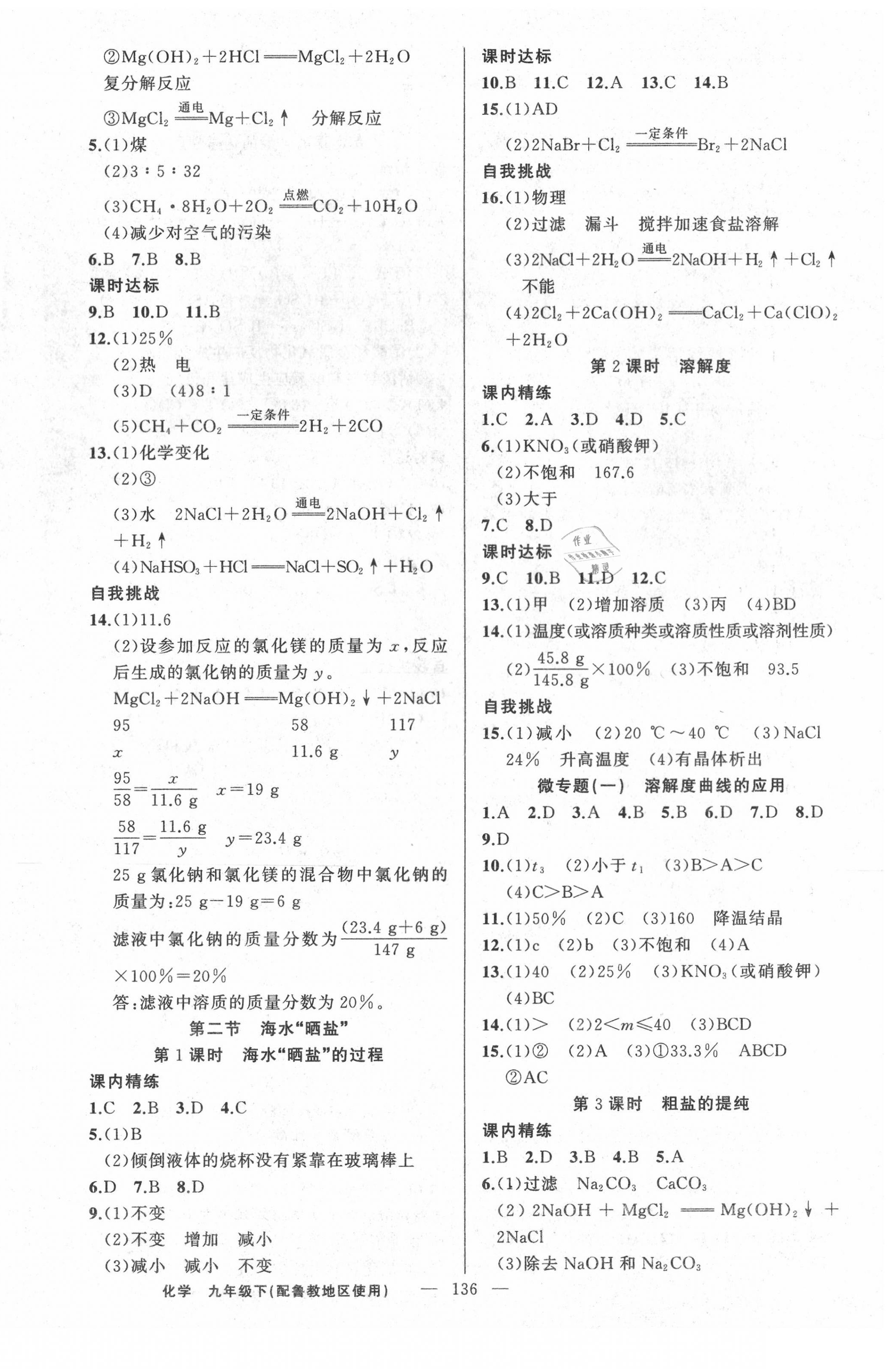 2021年黃岡金牌之路練闖考九年級化學(xué)下冊魯教版 第4頁