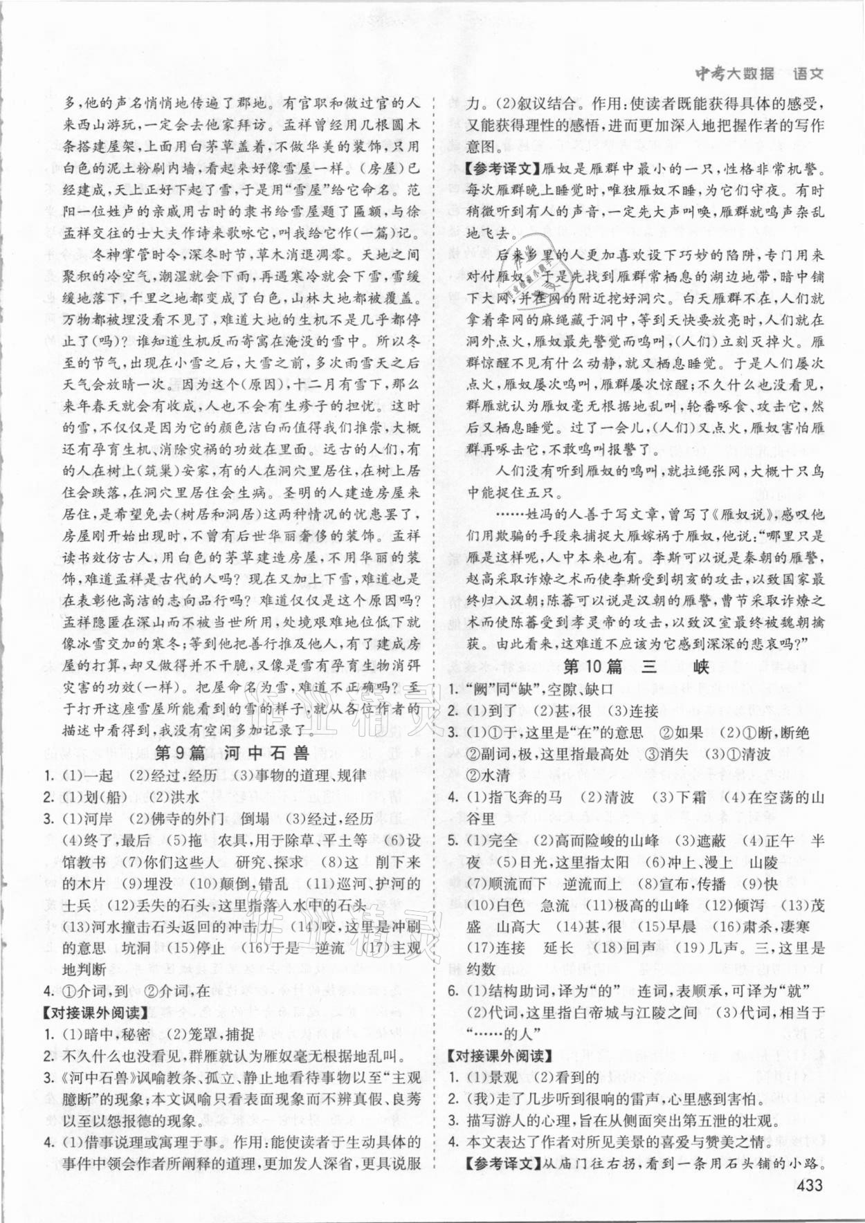 2021年中考大数据语文河北专版&nbsp;参考答案第9页