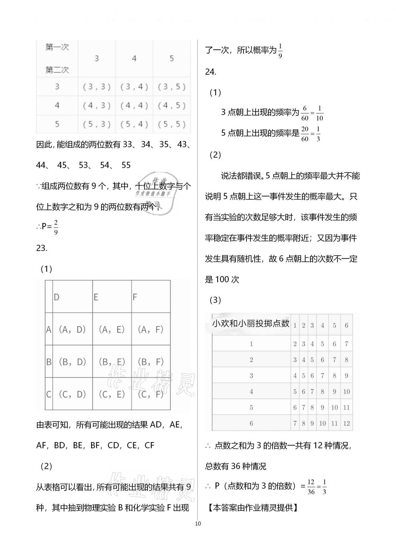 2021年寒假作业九年级合订本B版河南专版延边教育出版社 参考答案第10页