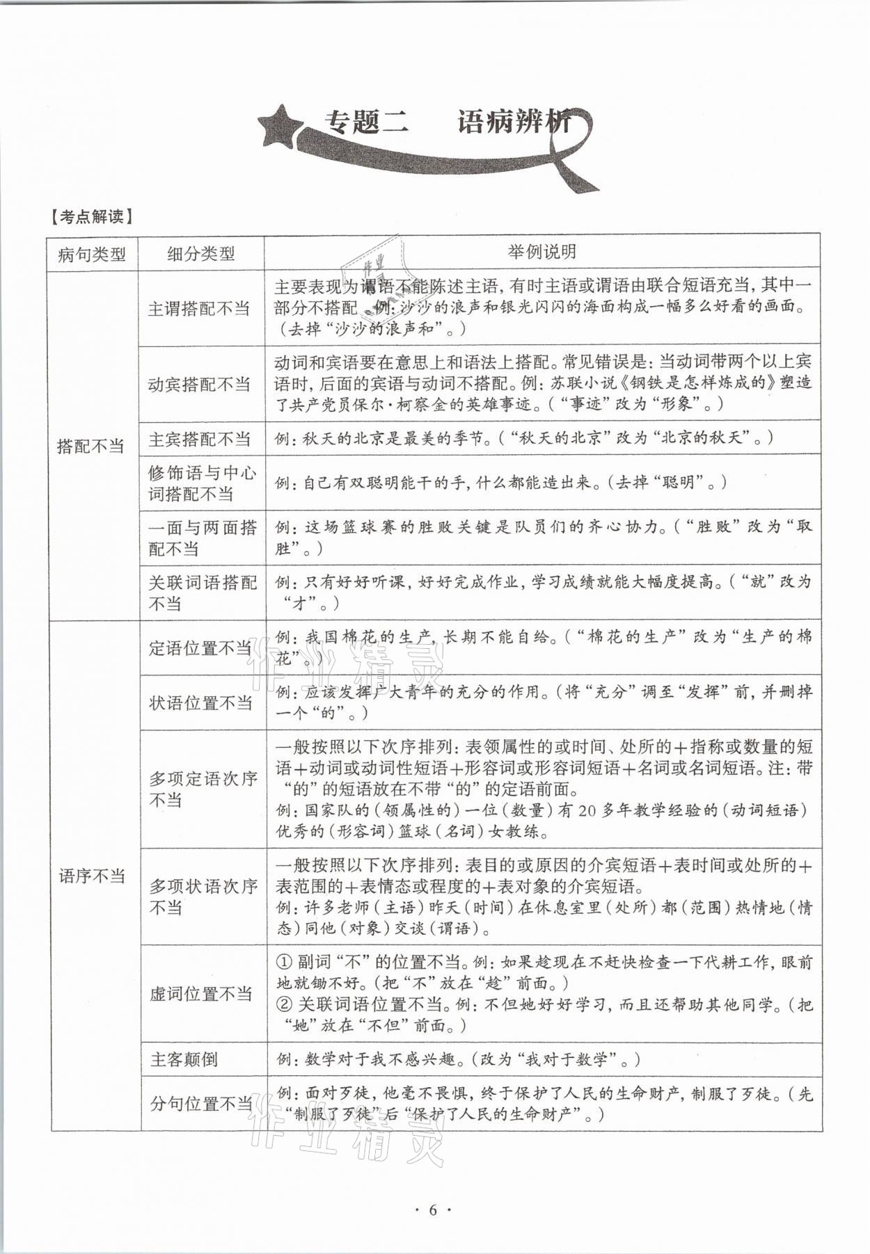 2020年全息大语文满分专题练八年级上册人教版武汉专版 参考答案第6页