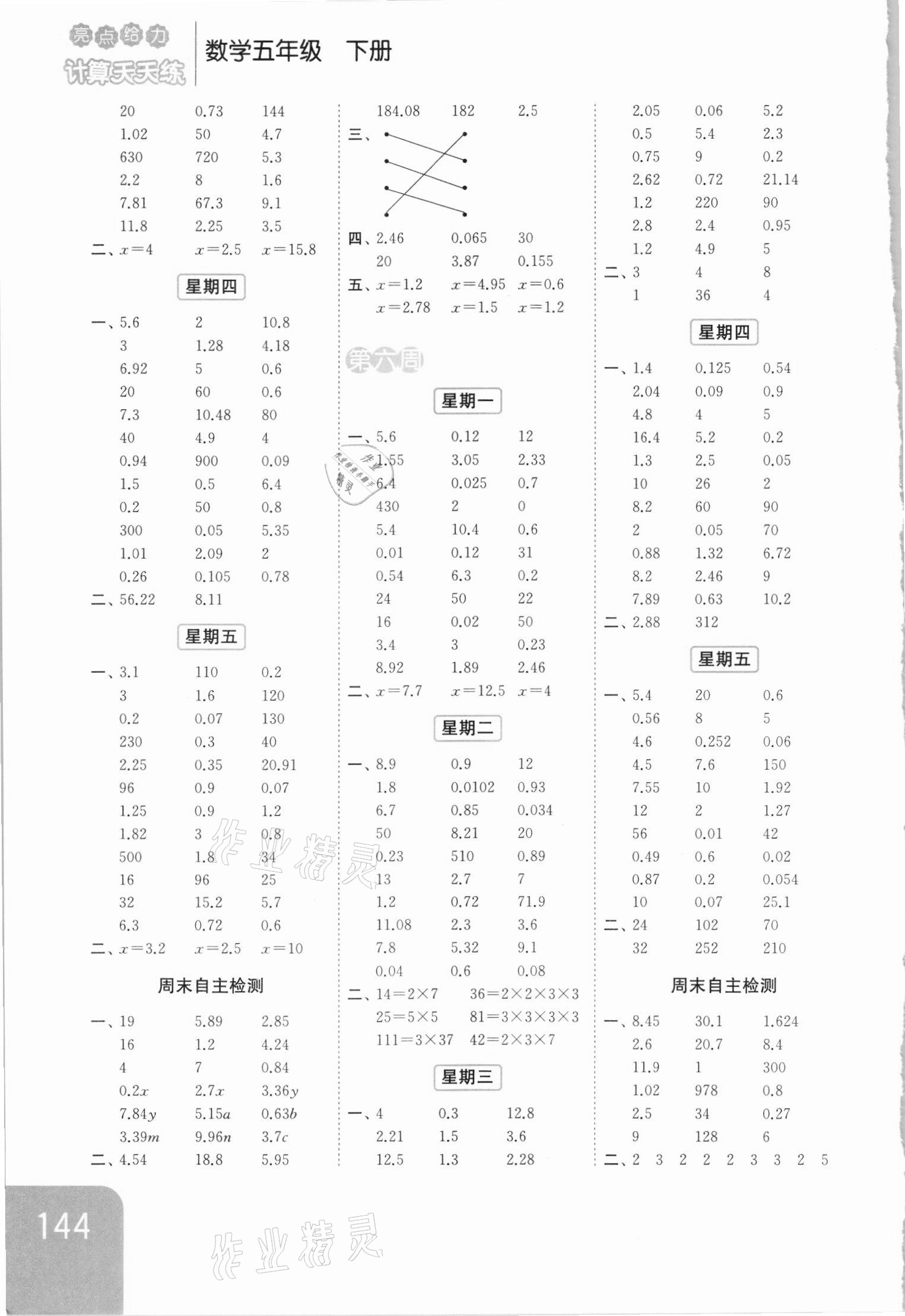 2021年亮點(diǎn)給力計(jì)算天天練五年級(jí)數(shù)學(xué)下冊(cè)蘇教版 第4頁(yè)