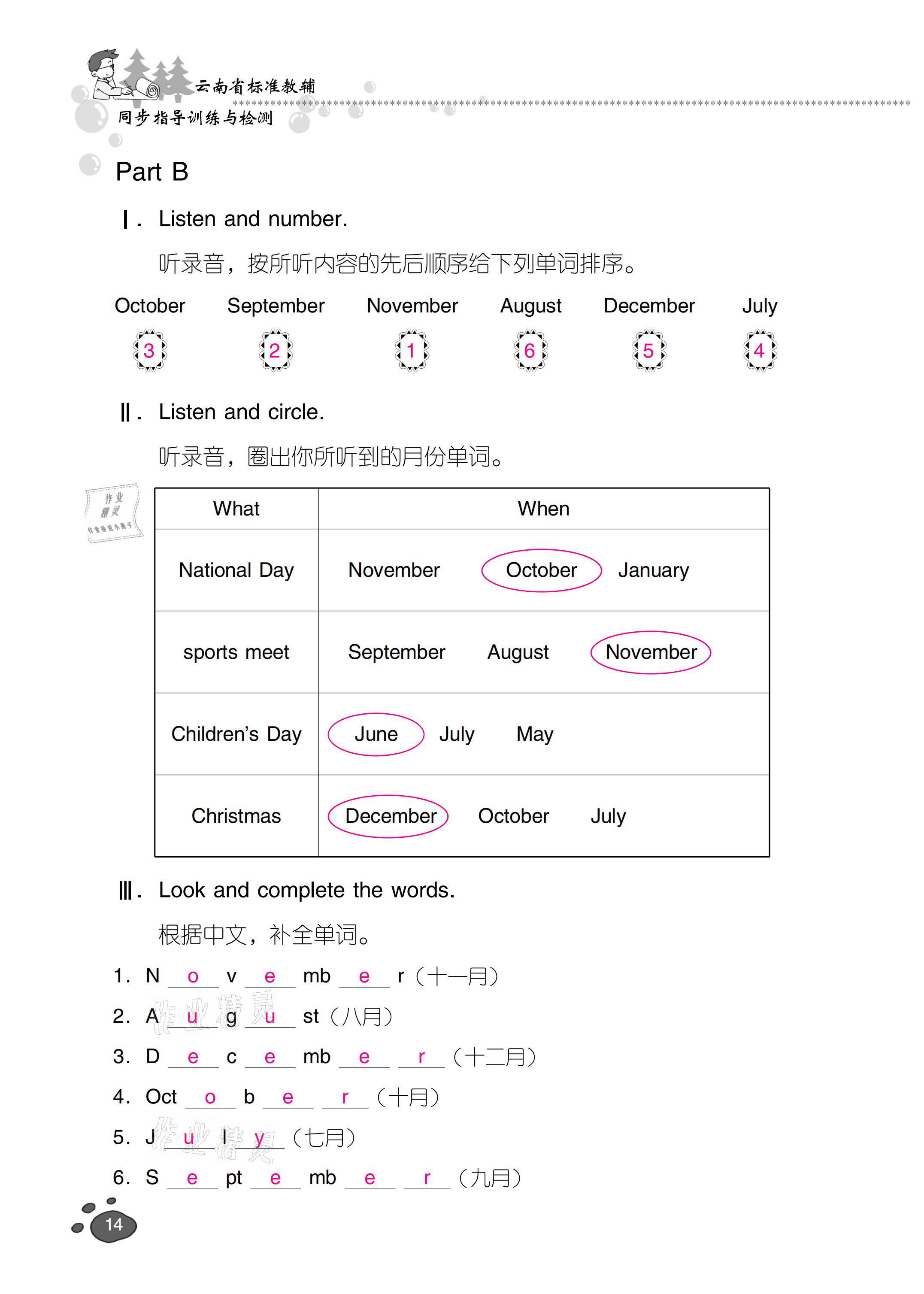 2021年云南省标准教辅同步指导训练与检测五年级英语下册人教PEP版 参考答案第13页