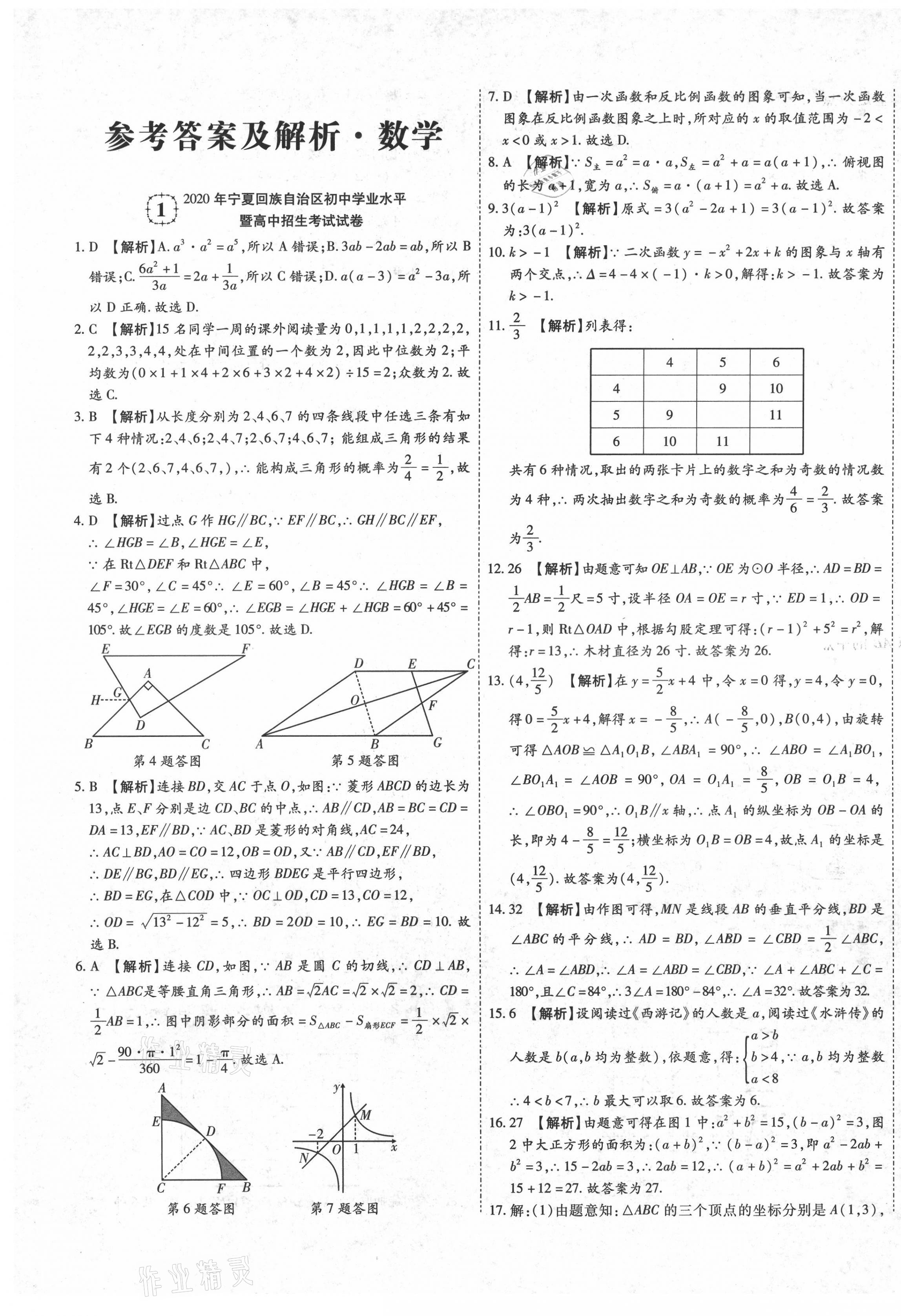 2021年中考方舟真題超詳解數(shù)學(xué)寧夏專版 第1頁