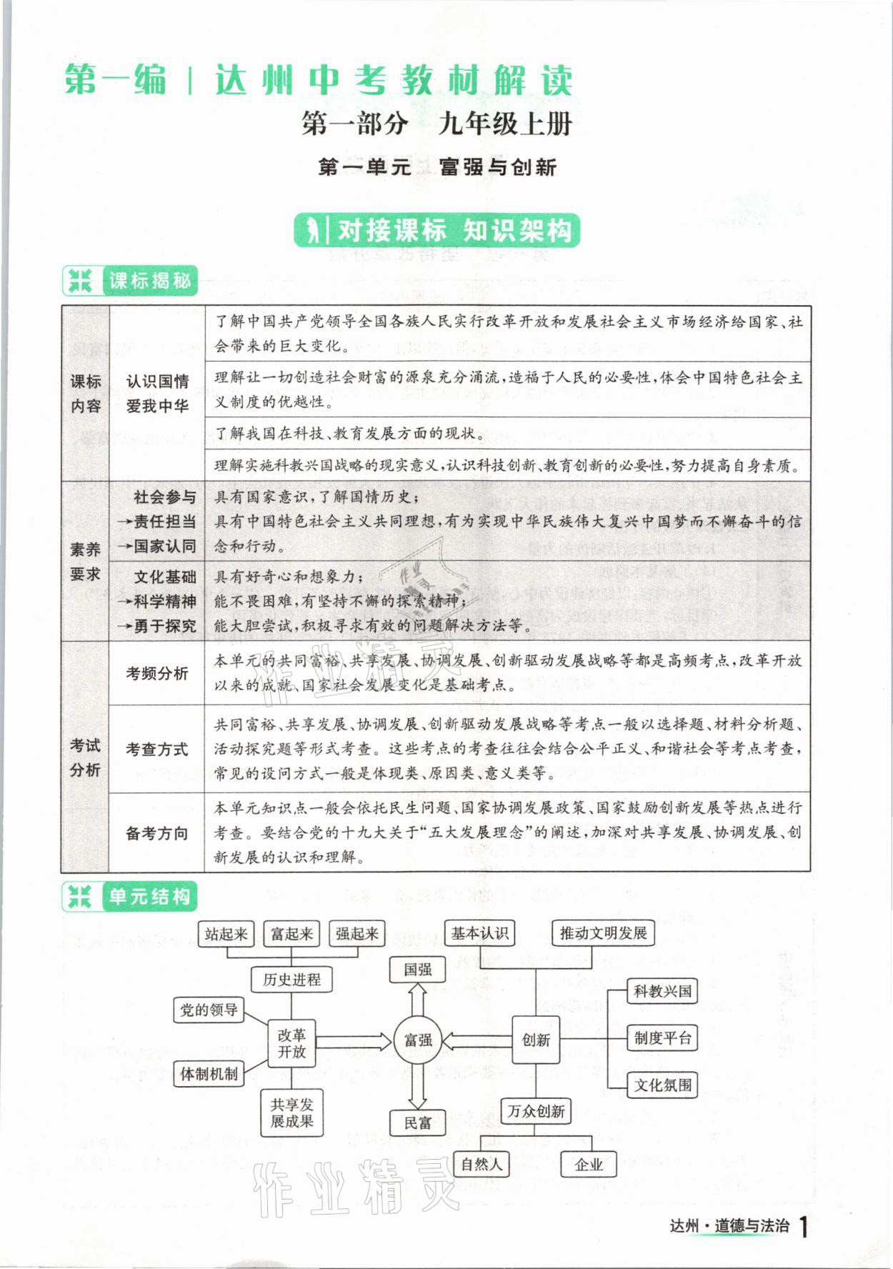 2021年國華考試中考總動員道德與法治達(dá)州專版 參考答案第1頁