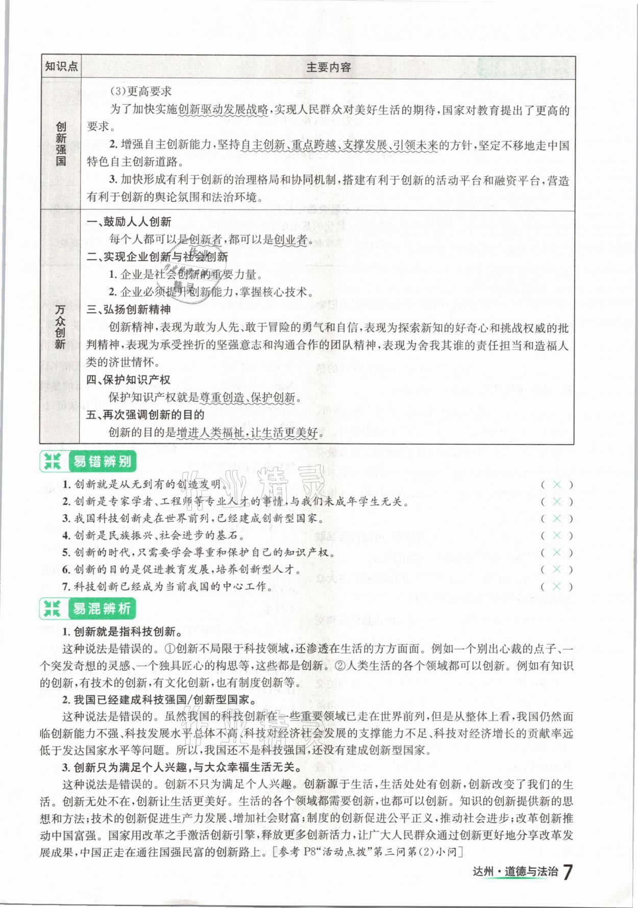 2021年國(guó)華考試中考總動(dòng)員道德與法治達(dá)州專版 參考答案第7頁