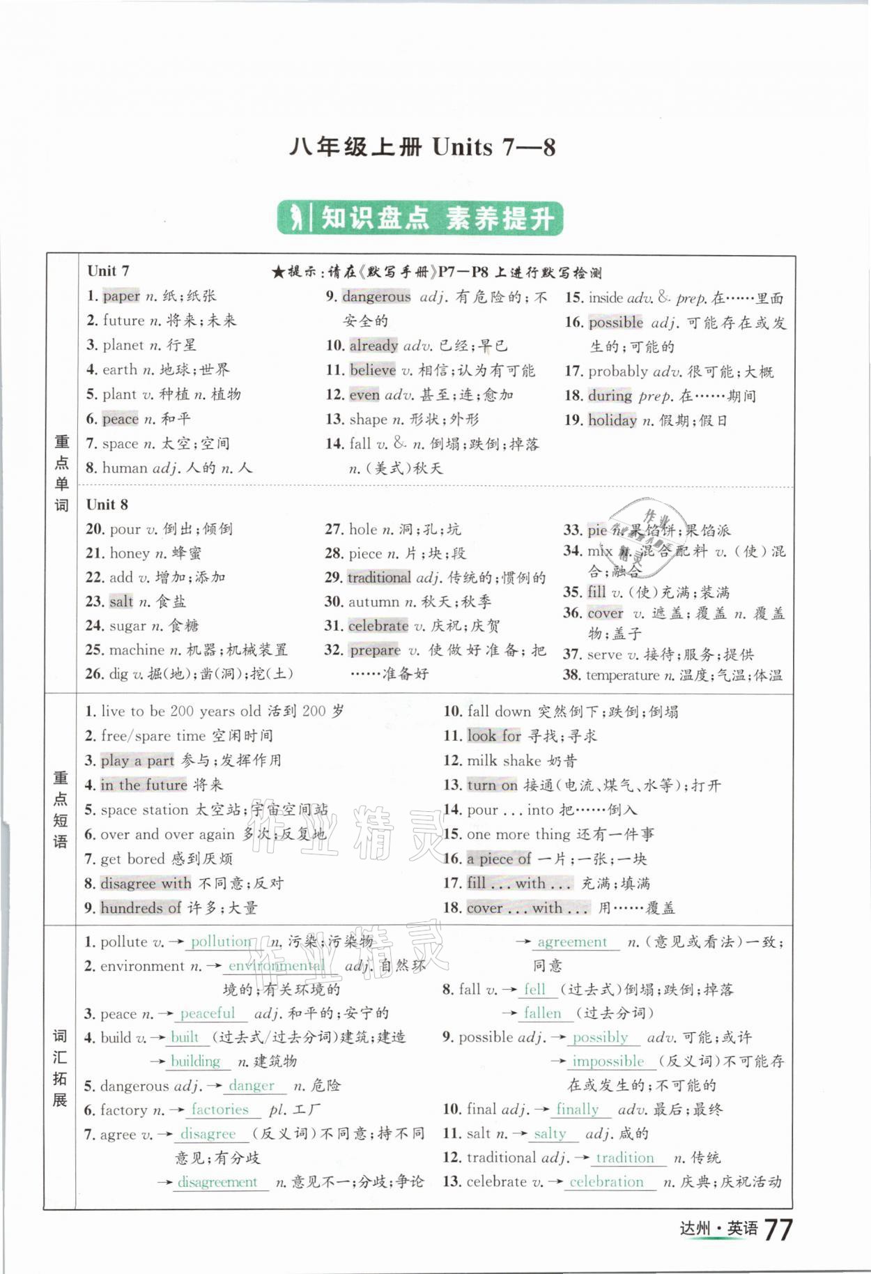 2021年国华考试中考总动员英语达州专版 参考答案第77页