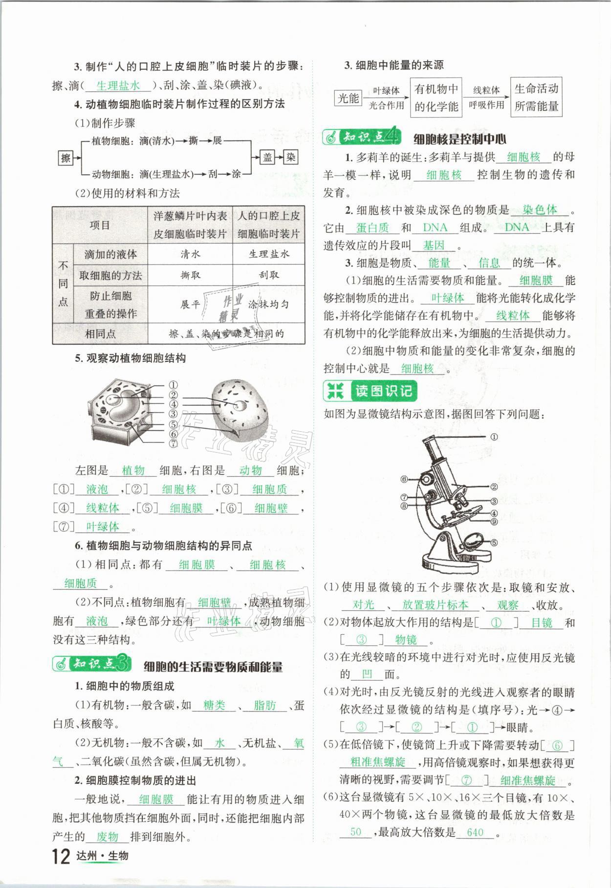 2021年國華考試中考總動(dòng)員生物達(dá)州專版 參考答案第12頁