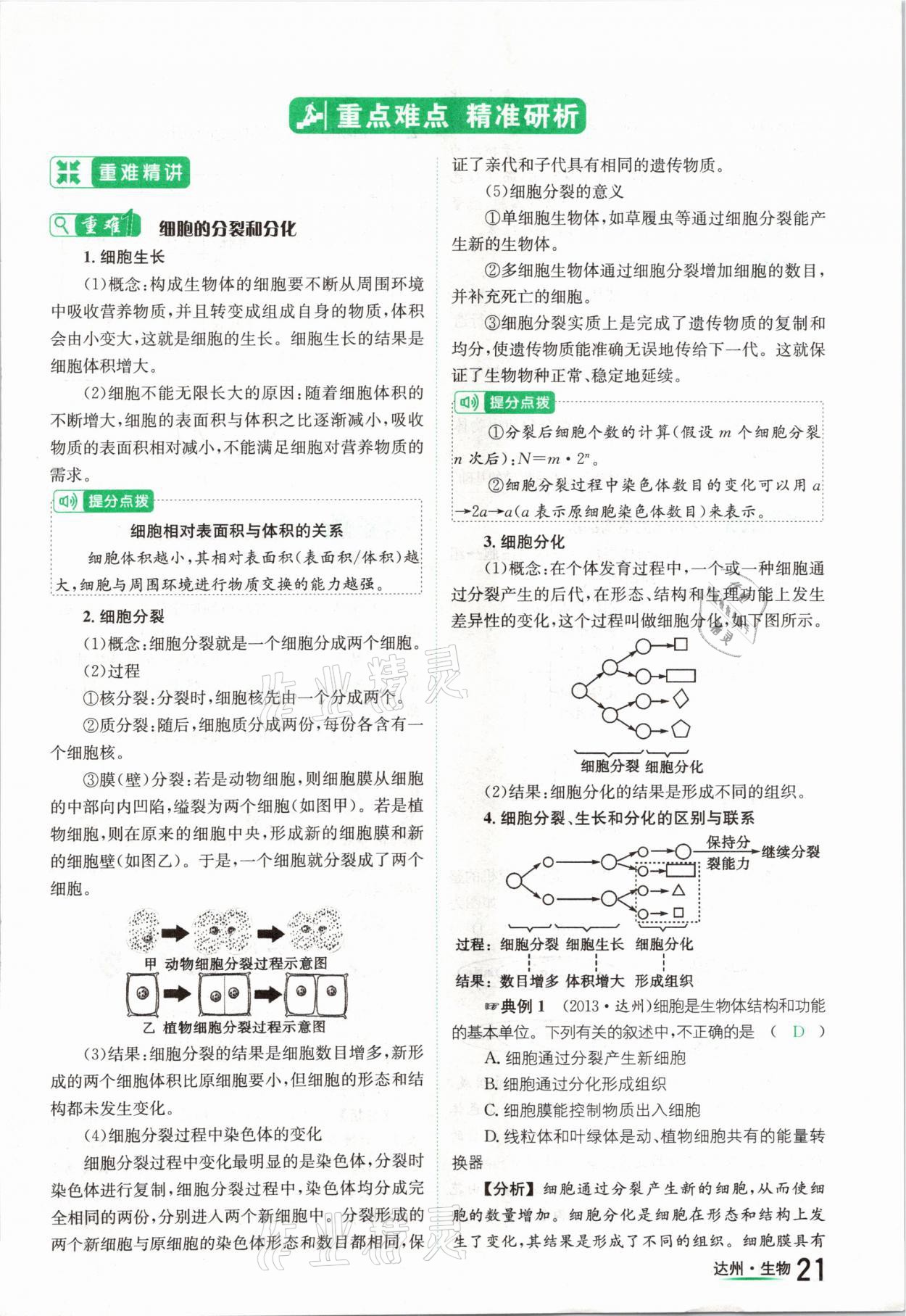 2021年國華考試中考總動員生物達州專版 參考答案第21頁