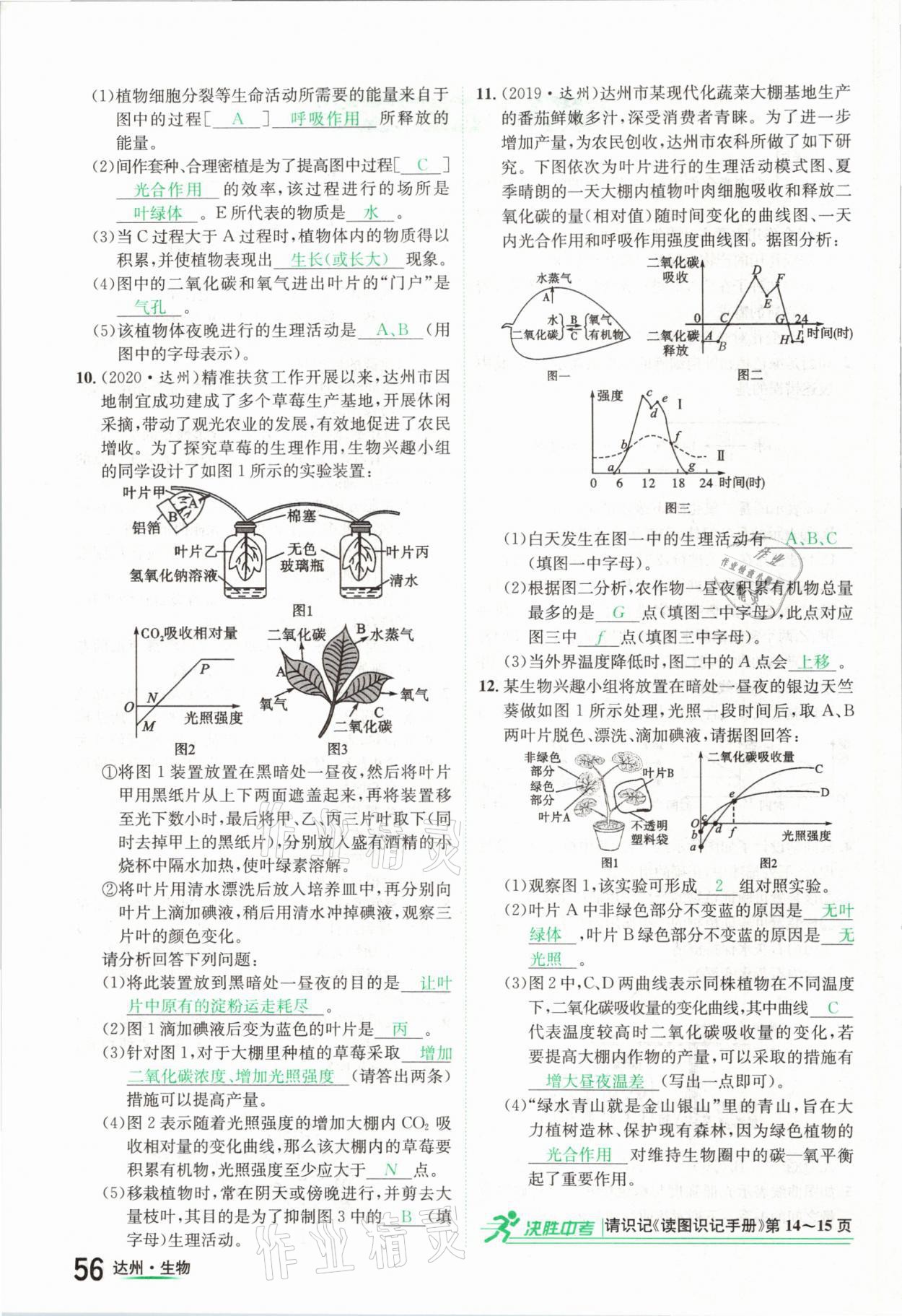 2021年國華考試中考總動員生物達(dá)州專版 參考答案第56頁