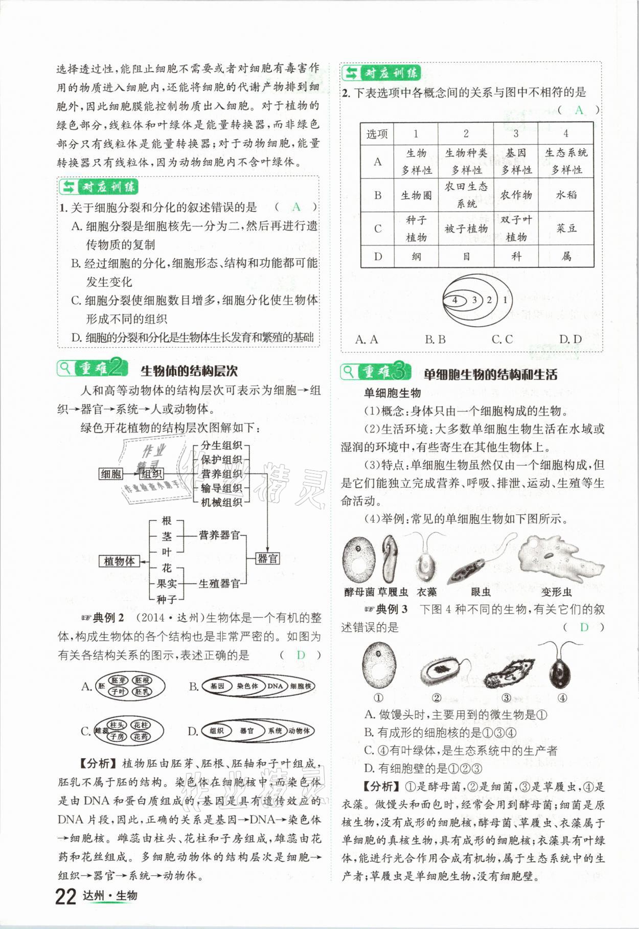 2021年國(guó)華考試中考總動(dòng)員生物達(dá)州專版 參考答案第22頁(yè)