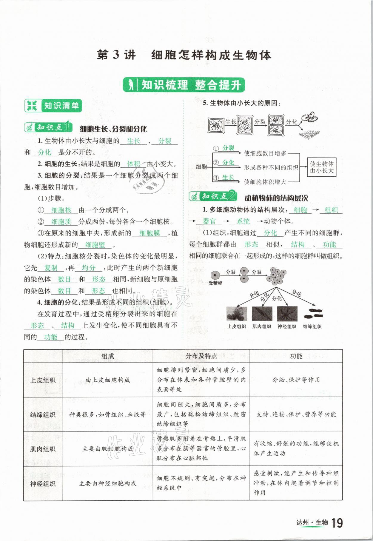 2021年國華考試中考總動員生物達州專版 參考答案第19頁