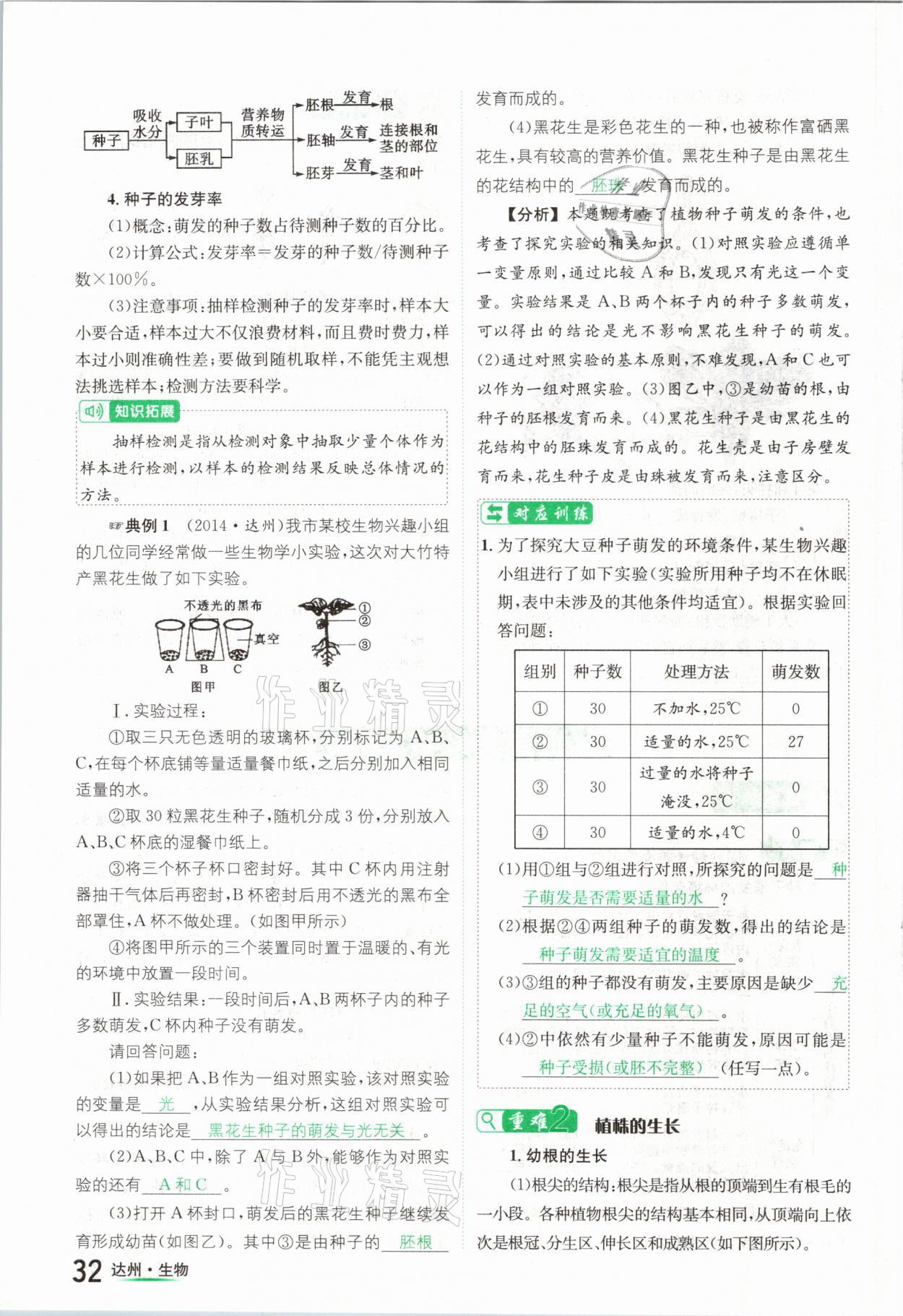 2021年國華考試中考總動(dòng)員生物達(dá)州專版 參考答案第32頁