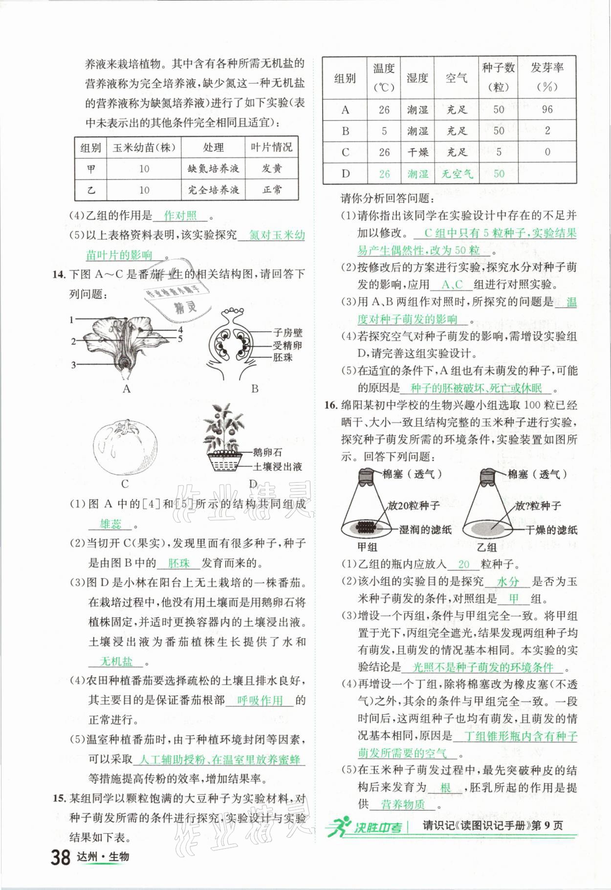 2021年國華考試中考總動員生物達(dá)州專版 參考答案第38頁