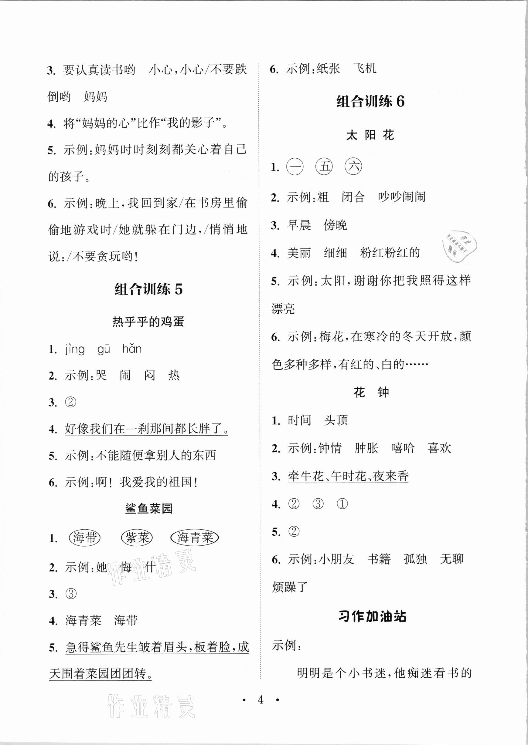 2021年通城學(xué)典小學(xué)語(yǔ)文閱讀與寫(xiě)作組合訓(xùn)練二年級(jí)下冊(cè)通用版 參考答案第3頁(yè)