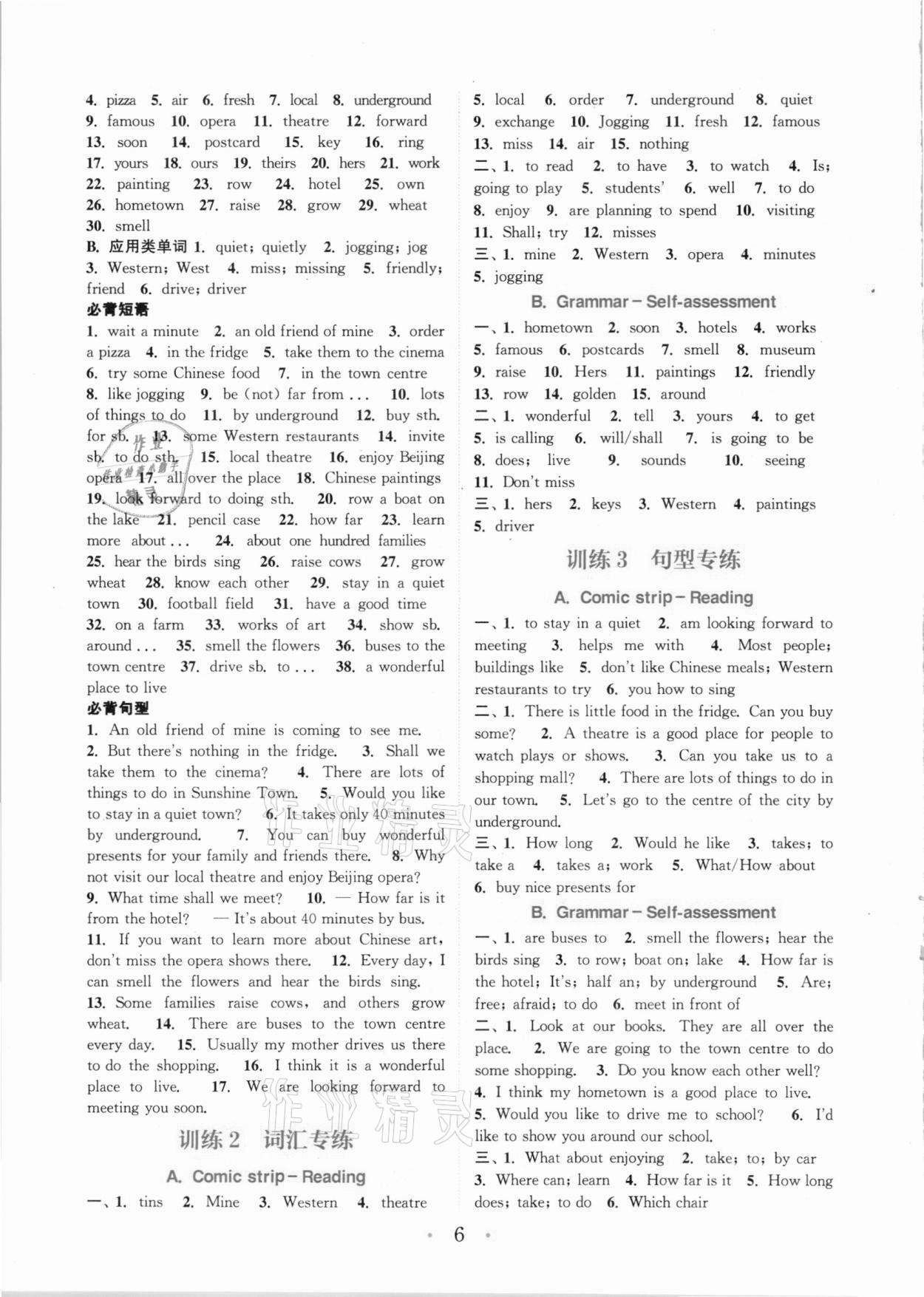 2021年通城學(xué)典初中英語(yǔ)基礎(chǔ)知識(shí)組合訓(xùn)練七年級(jí)下冊(cè)譯林版 參考答案第6頁(yè)