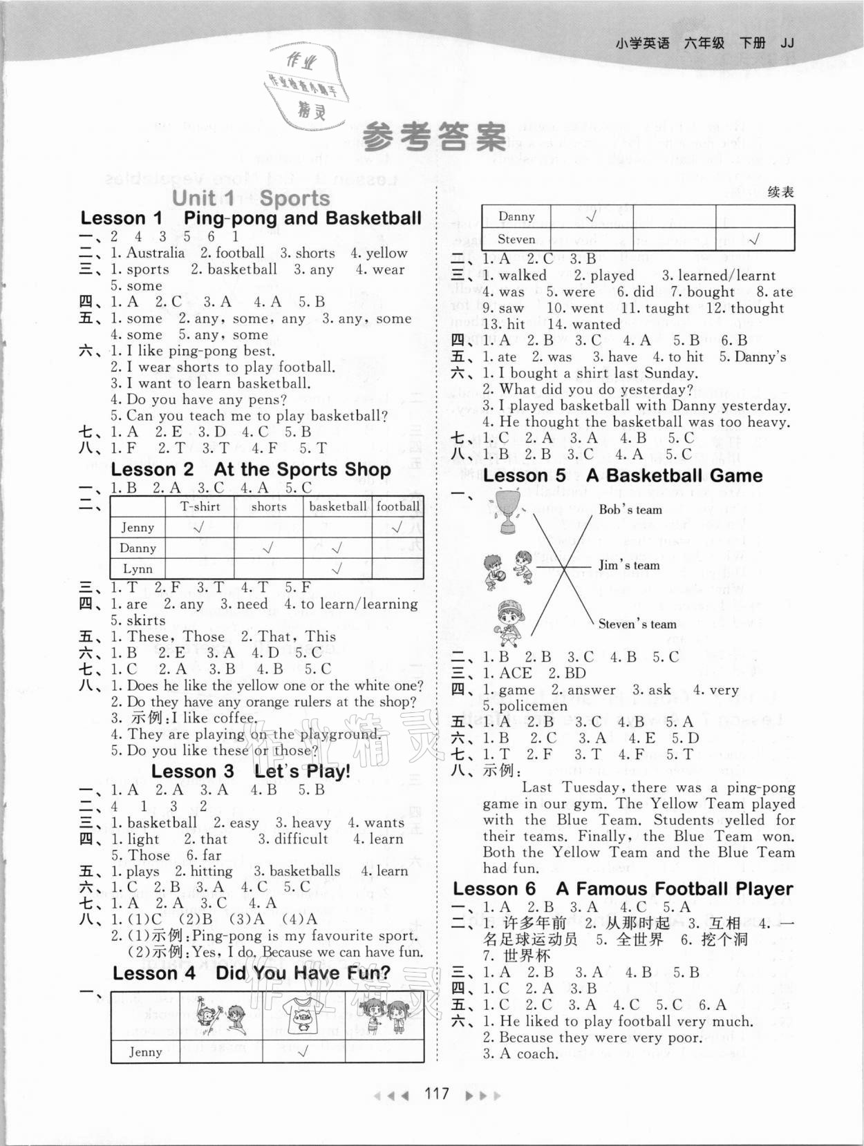 2021年53天天練小學(xué)英語(yǔ)六年級(jí)下冊(cè)冀教版 參考答案第1頁(yè)