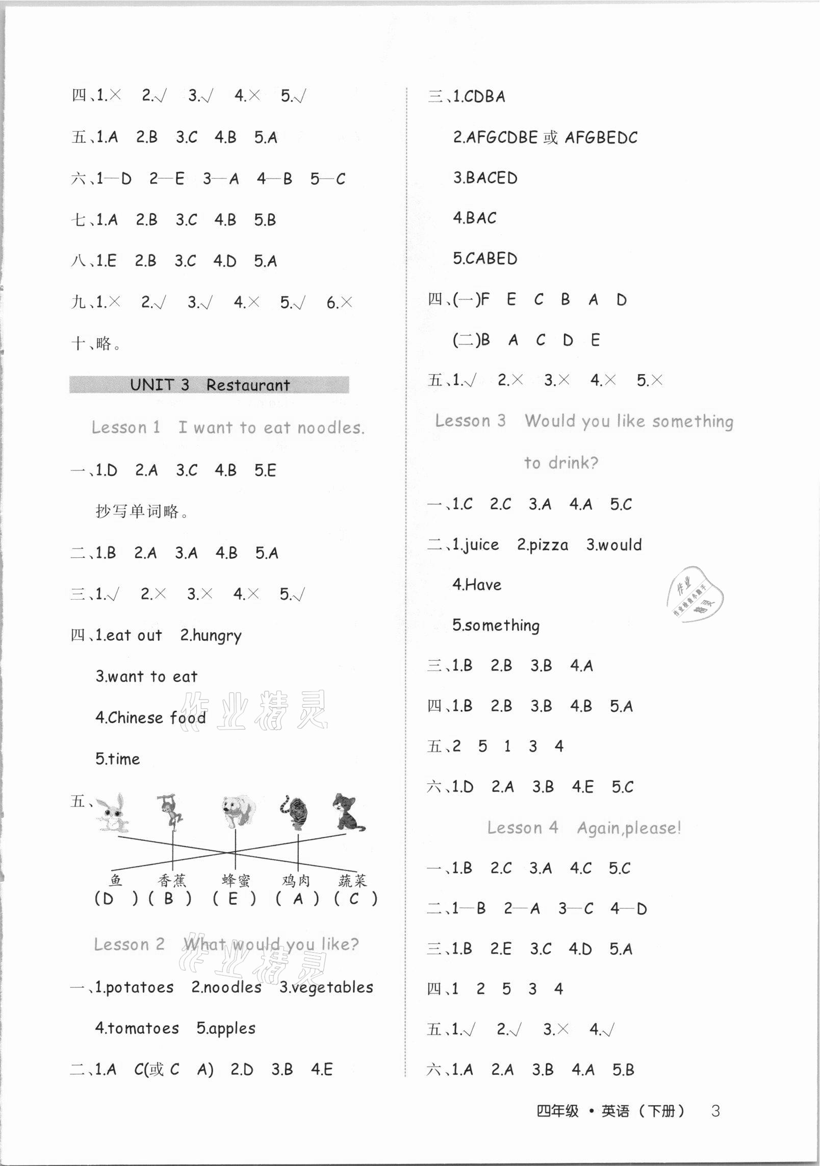 2021年細(xì)解巧練四年級(jí)英語下冊(cè)魯科版54制 參考答案第3頁