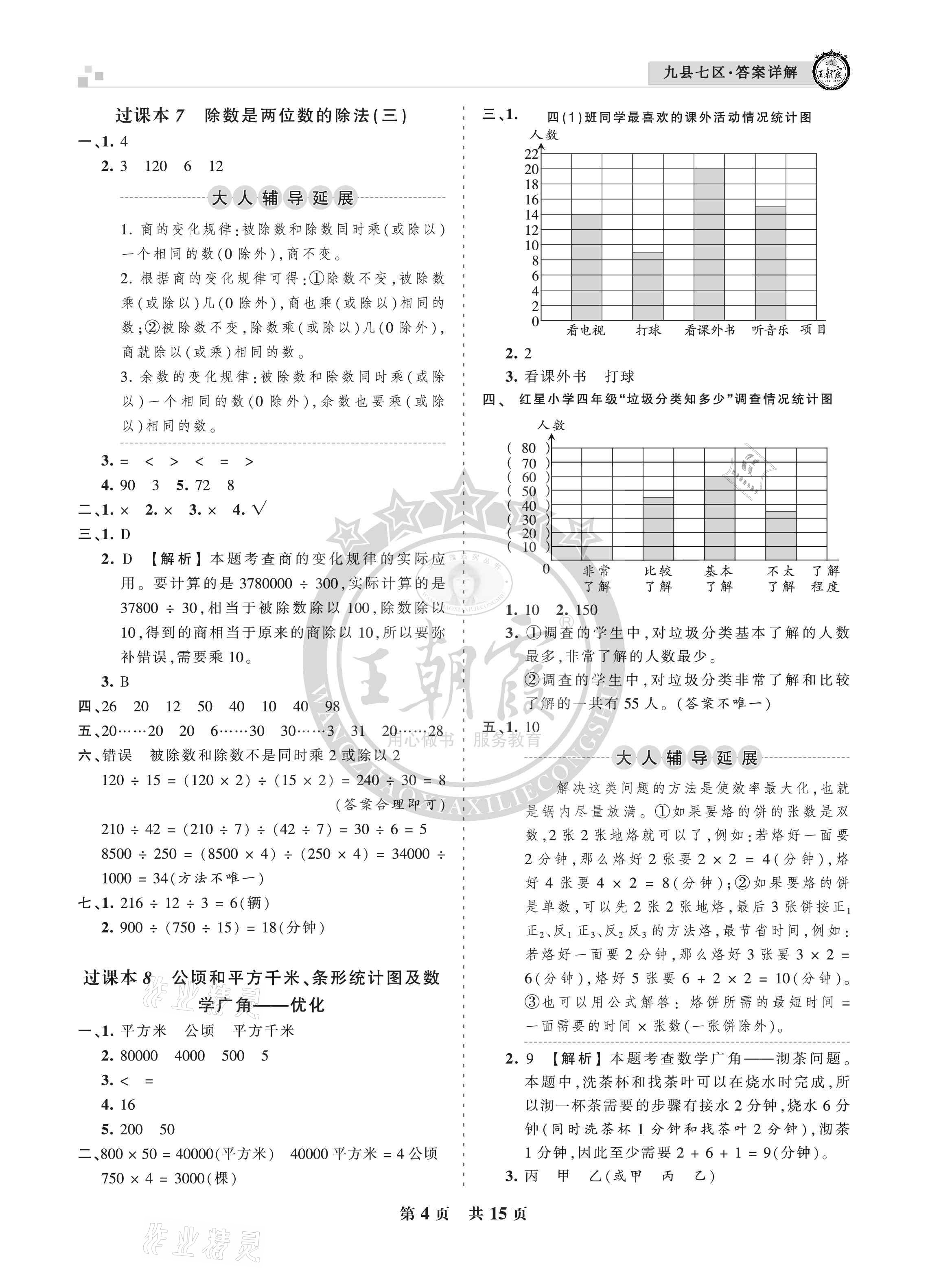 2020年王朝霞各地期末試卷精選四年級(jí)數(shù)學(xué)上冊人教版九縣七區(qū)專版 參考答案第4頁