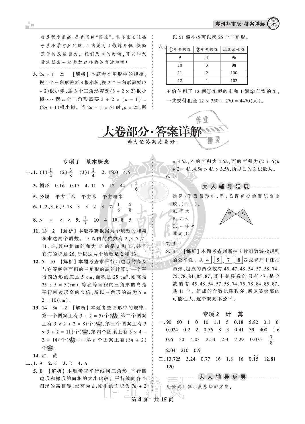 2020年王朝霞期末真題精編五年級(jí)數(shù)學(xué)上冊(cè)北師大版鄭州都市版 參考答案第4頁(yè)