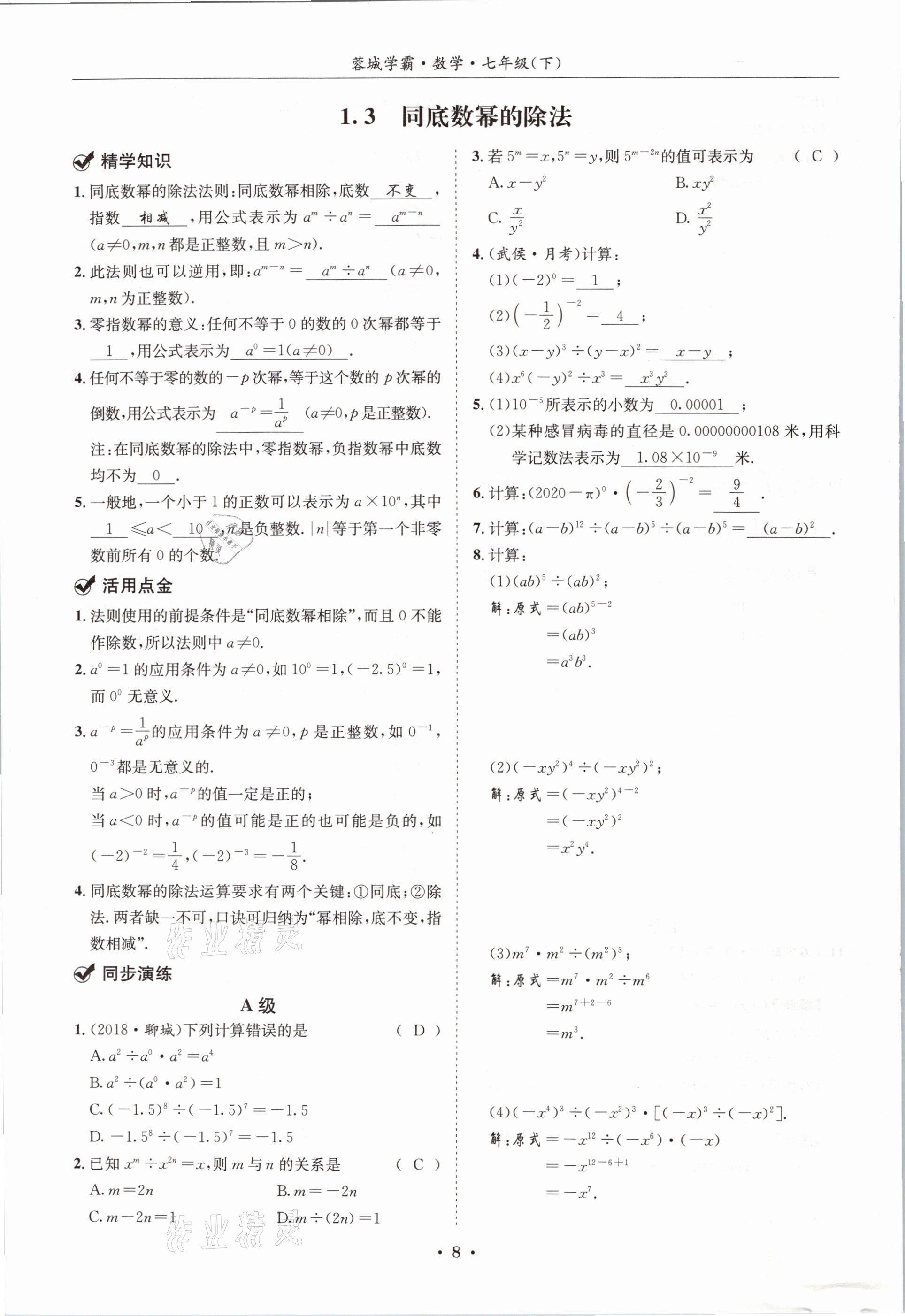 2021年蓉城学霸七年级数学下册北师大版 第7页