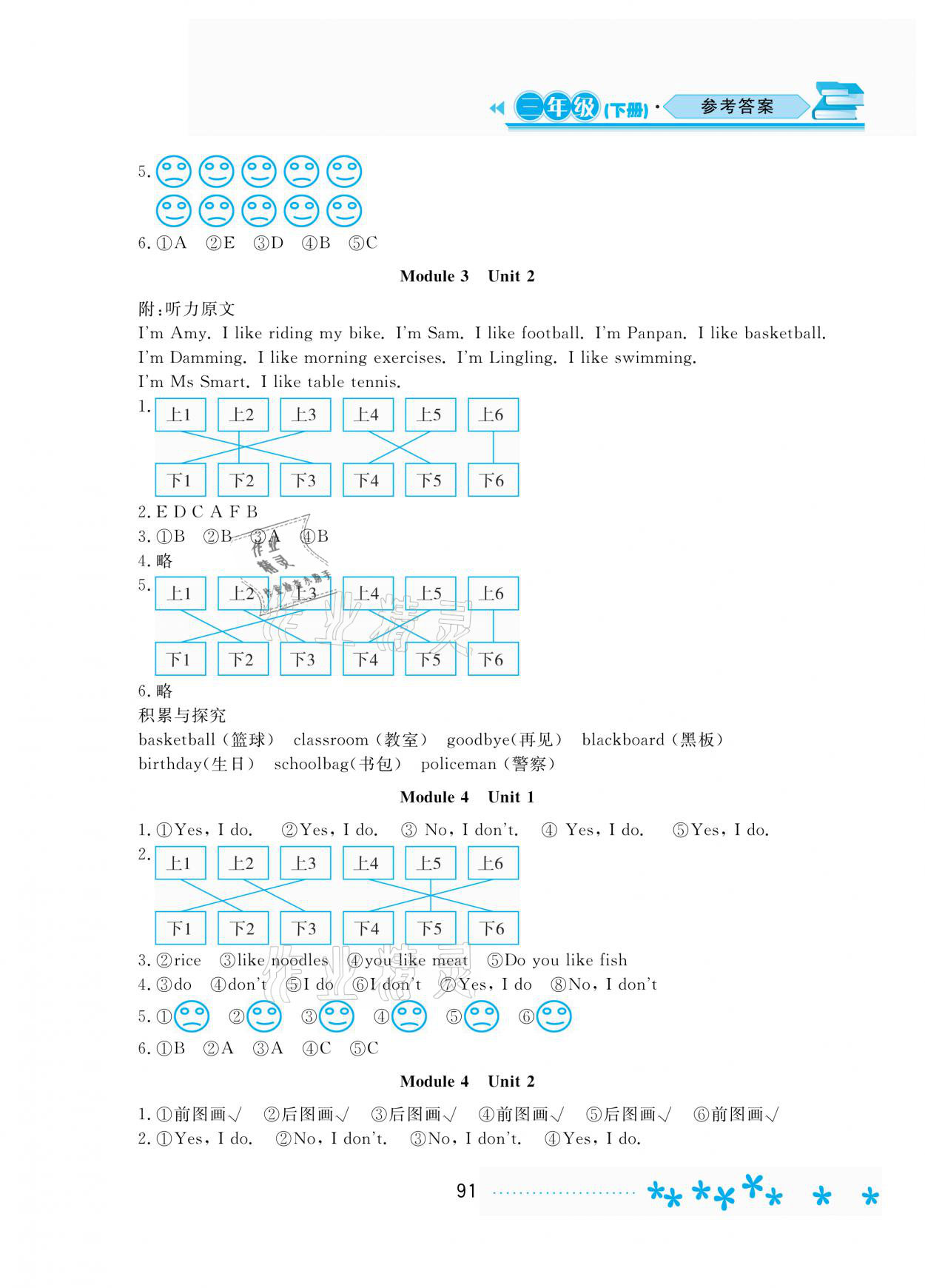 2021年資源與評(píng)價(jià)三年級(jí)英語下冊(cè)外研版B版黑龍江教育出版社 參考答案第3頁