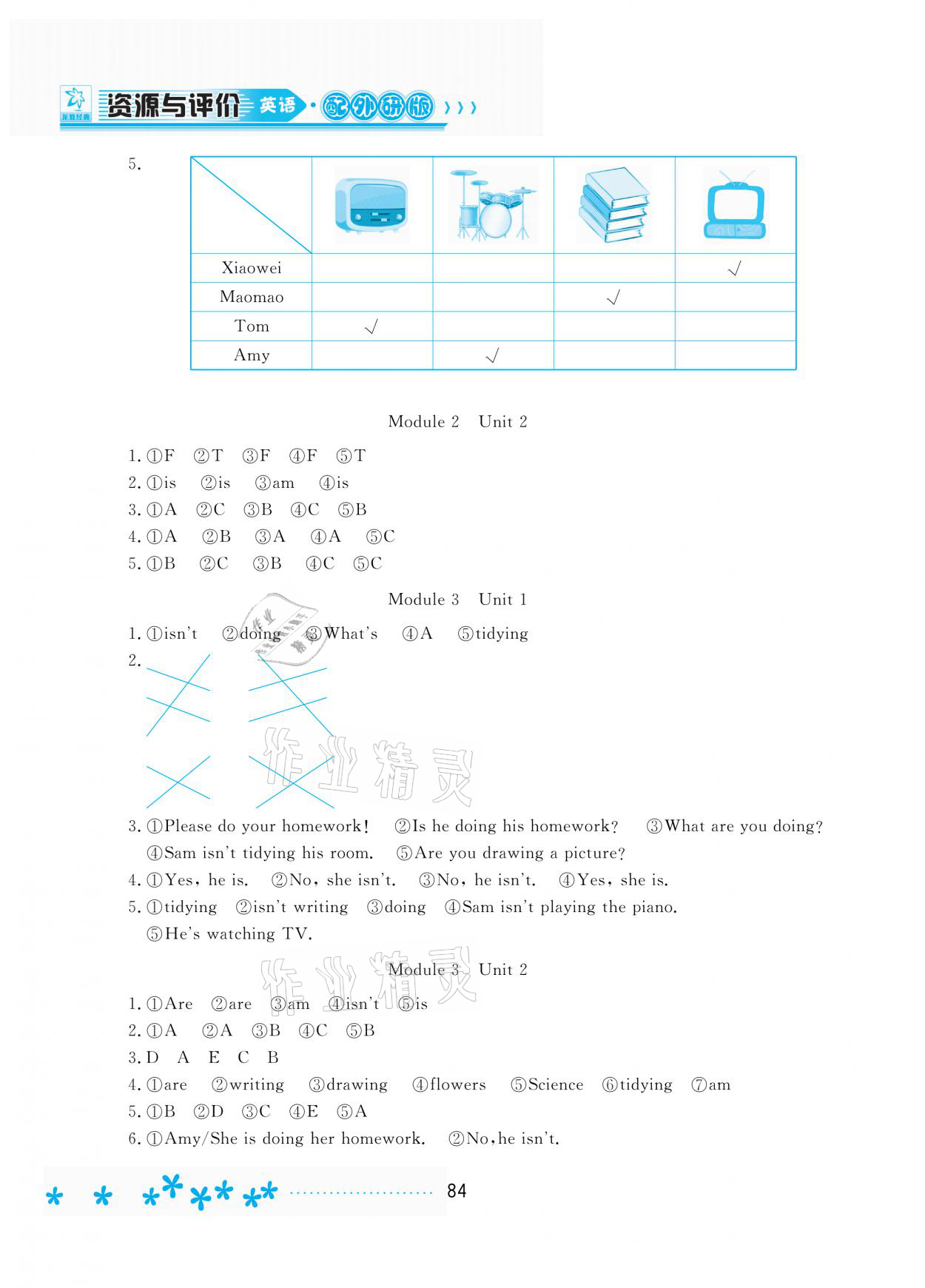 2021年資源與評價二年級英語下冊外研版1起黑龍江教育出版社 參考答案第2頁