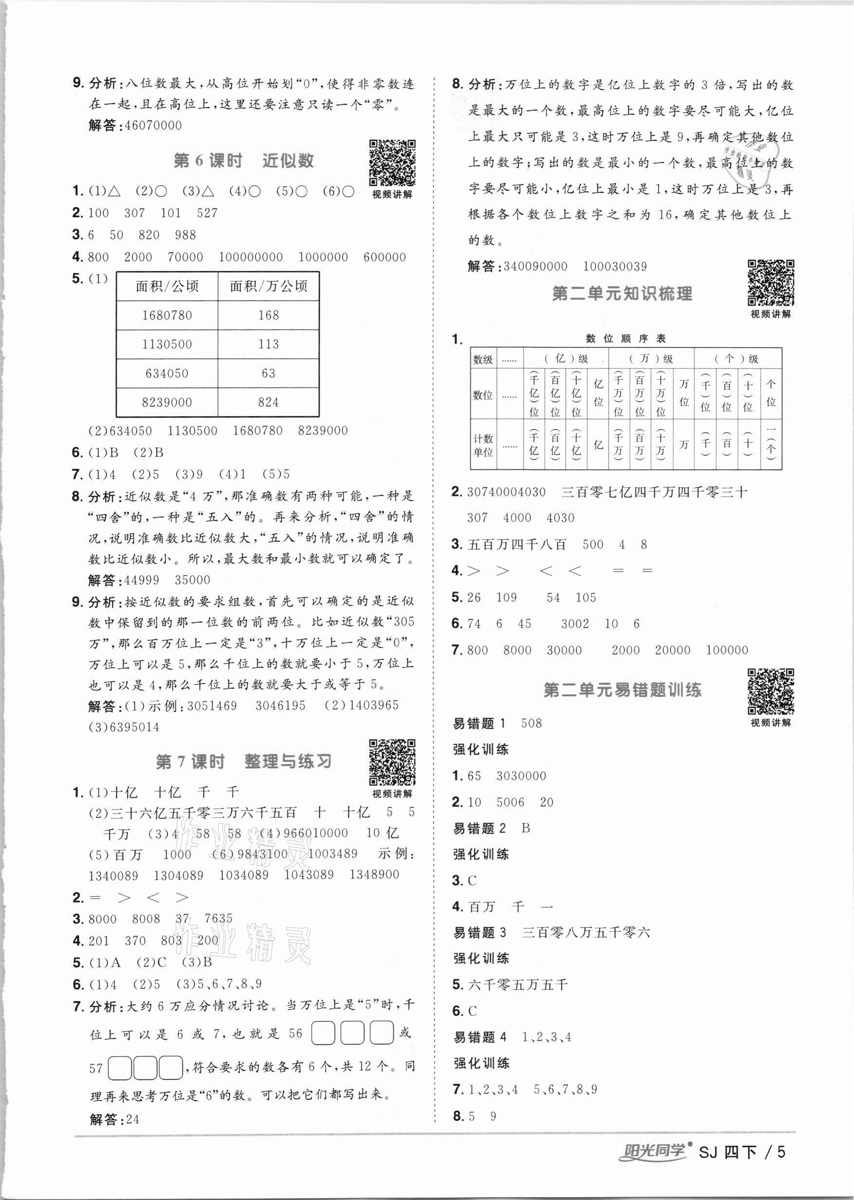 2021年阳光同学课时优化作业四年级数学下册苏教版 第5页